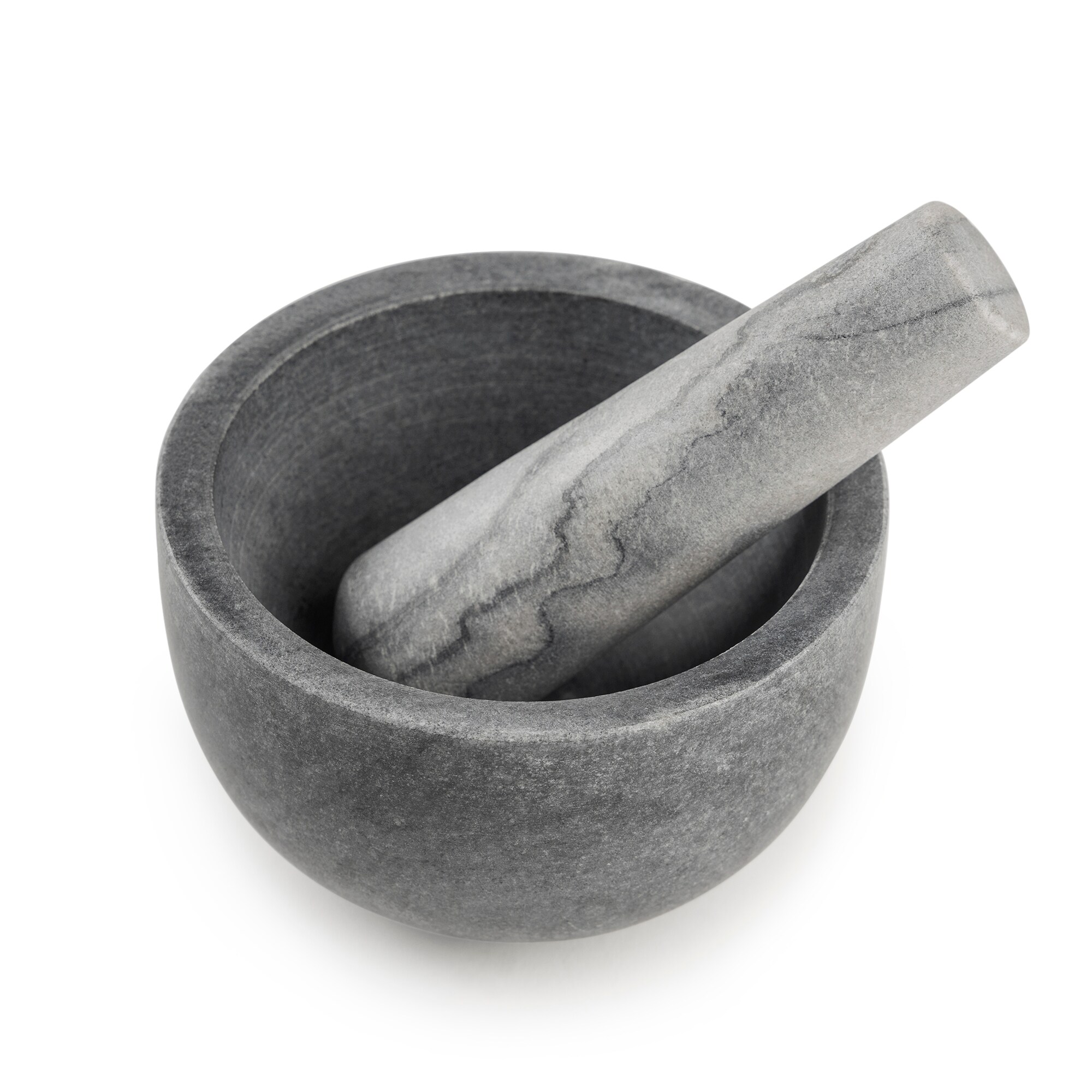 6 White Marble Mortar and Pestle Set