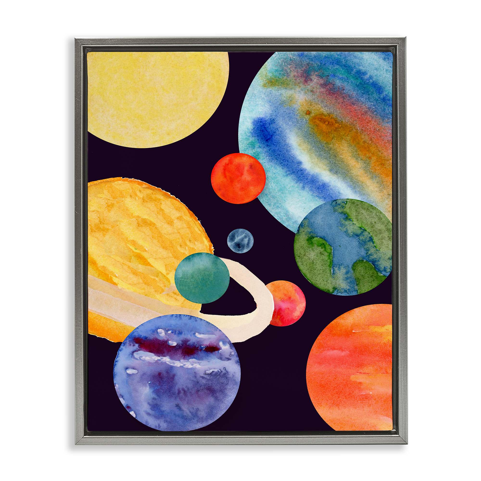 Stupell Industries BS-043-FFL-24X30 Planetary Galaxy in Space Gray Framed Floater Canvas Wall Art By Corinne Rose Designs 25 x 31