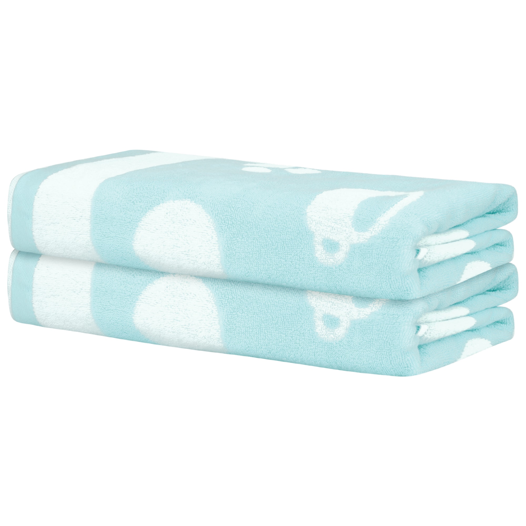 Unique Bargains 2pcs Cotton Bath Towel Set Highly Absorbent and Quick Dry Cartoon Pattern Towels for Bathroom 28Inch x 56Inch Blue
