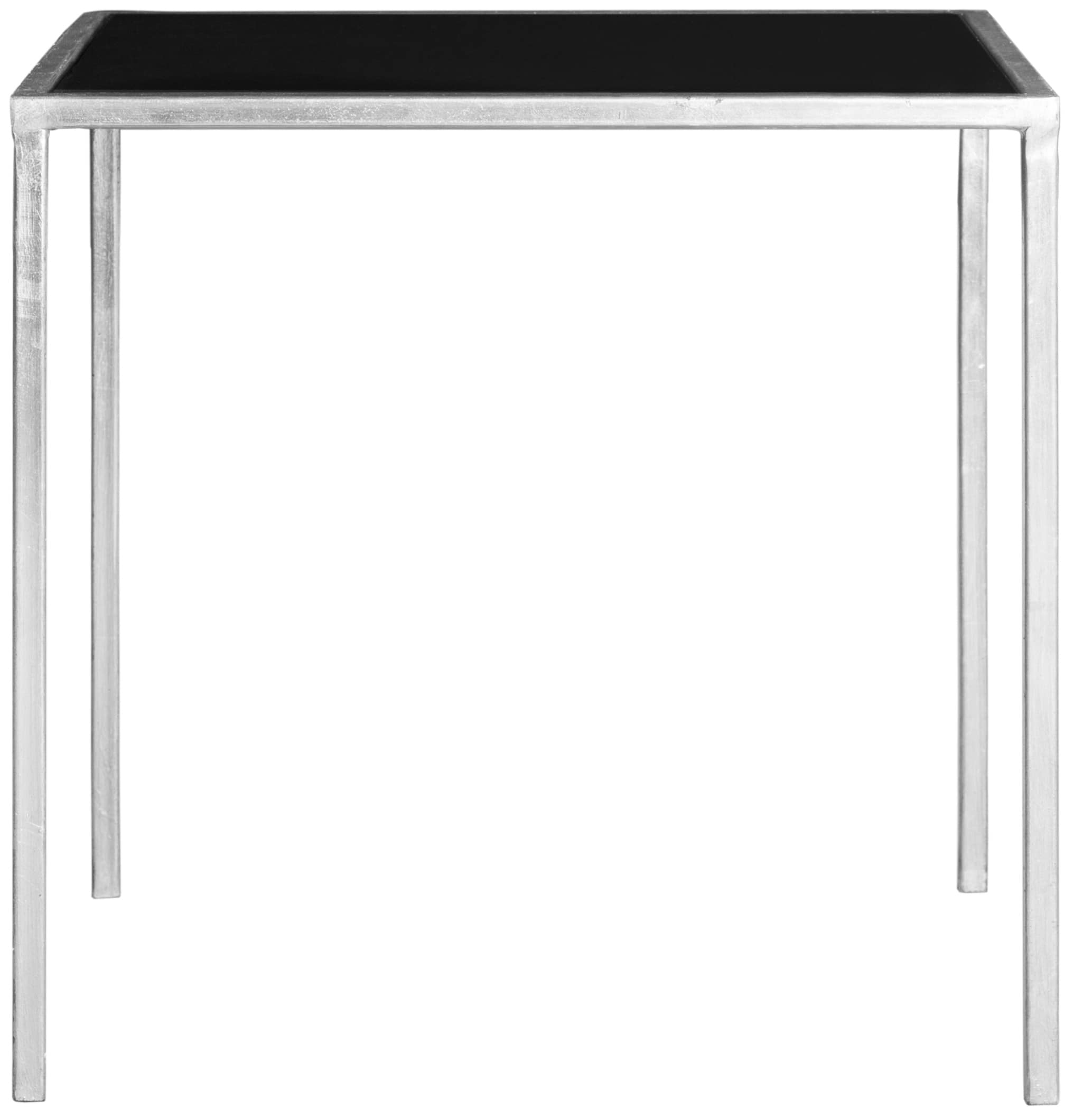 Safavieh FOX2525C Kiley 18.1-in W x 18.1-in H Silver/Black Glass Top Glass Square Modern End Table
