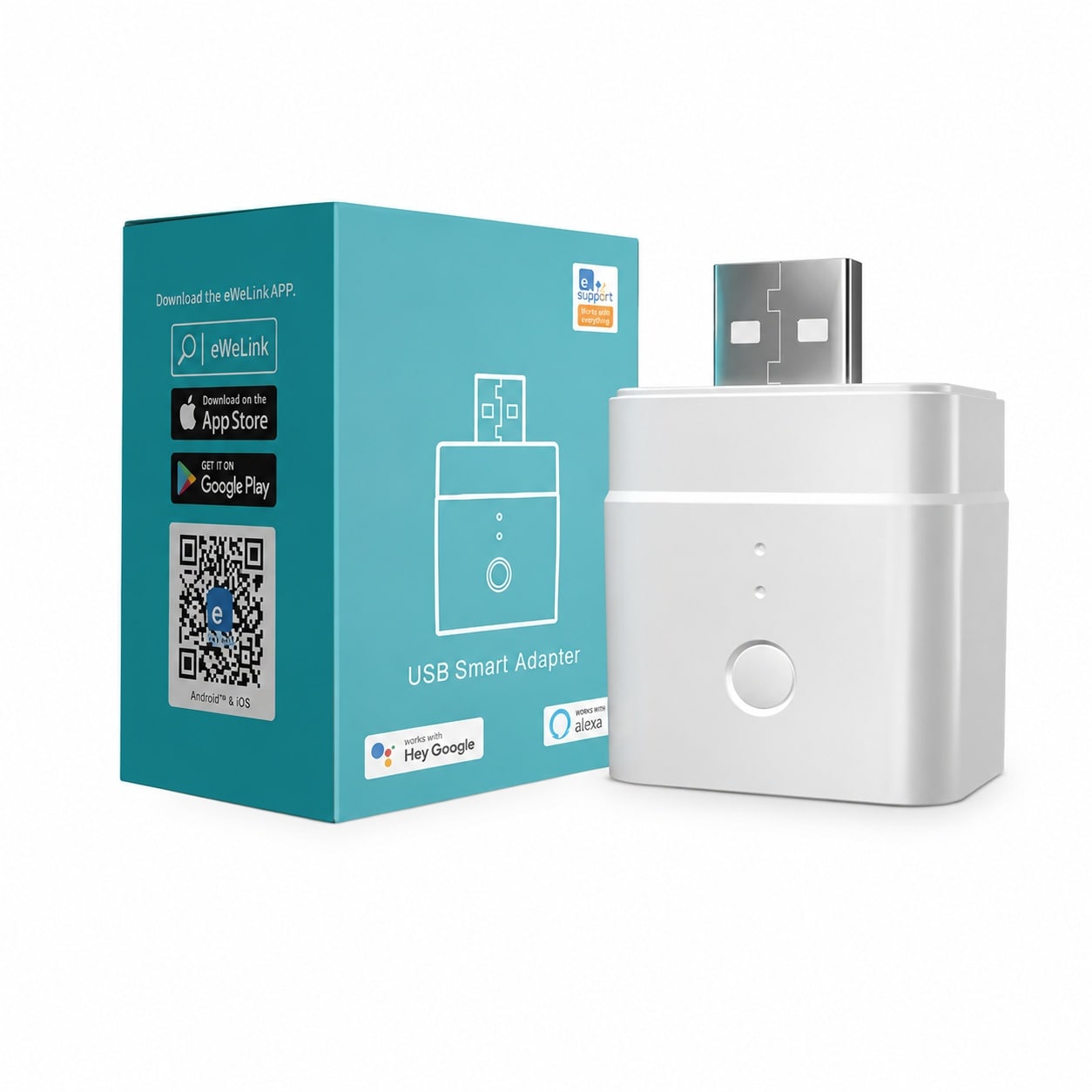 Phewnyzo  Micro USB Smart WiFi Adaptor 5V Remote Control Switch for Type A USB Devices Compatible with Alexa Google Home App Timer 1 pack
