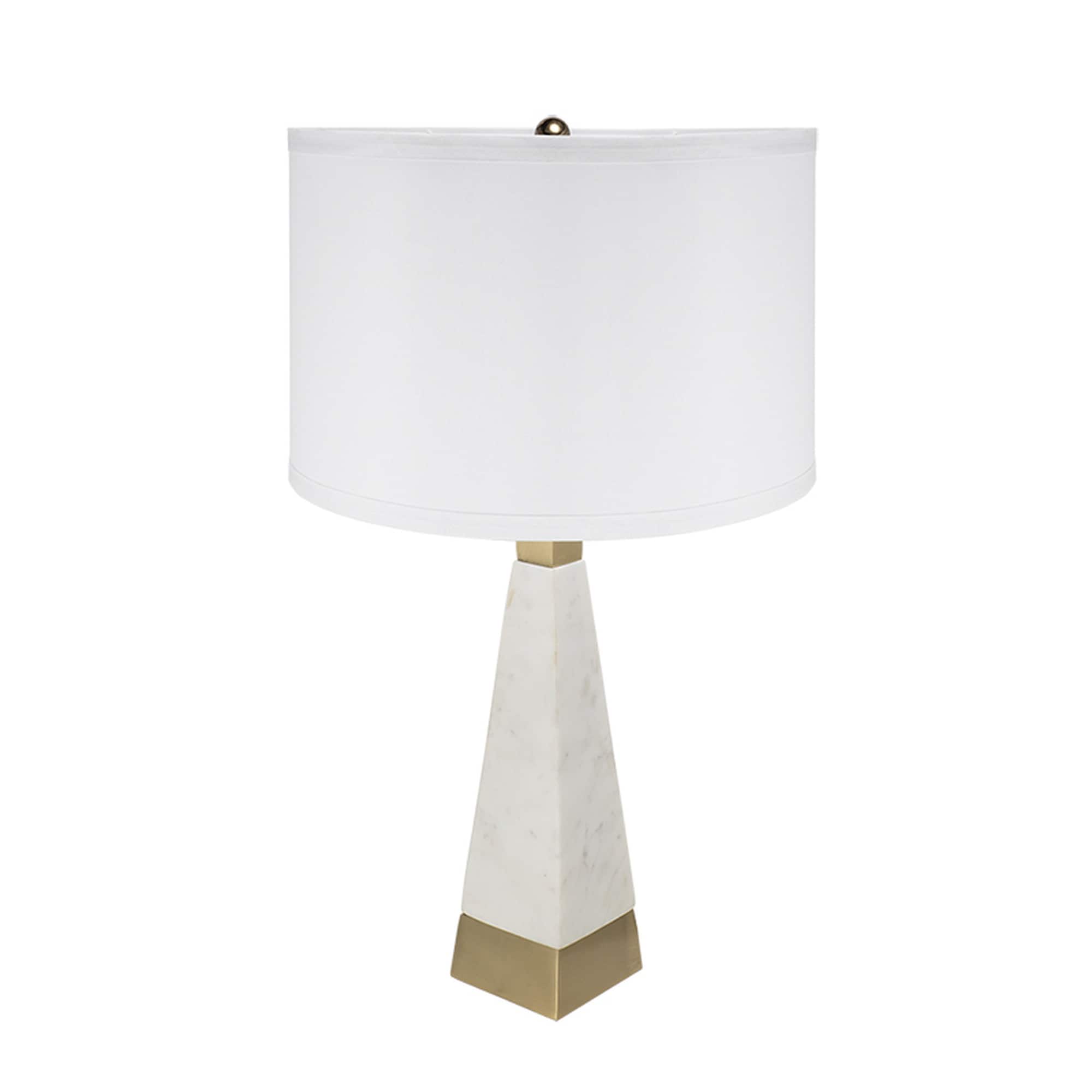 HyperDrop Cart 15-in W x 26-in H White and Gold Thin Pyramid Table Lamp Drum Shade for Living Room Bedroom
