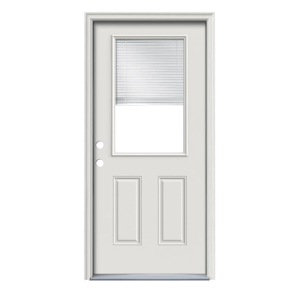 ReliaBilt Craftsman 32-in x 80-in Steel Right-Hand Inswing Unfinished 1 Panel Unfinished Prehung Single Front Door