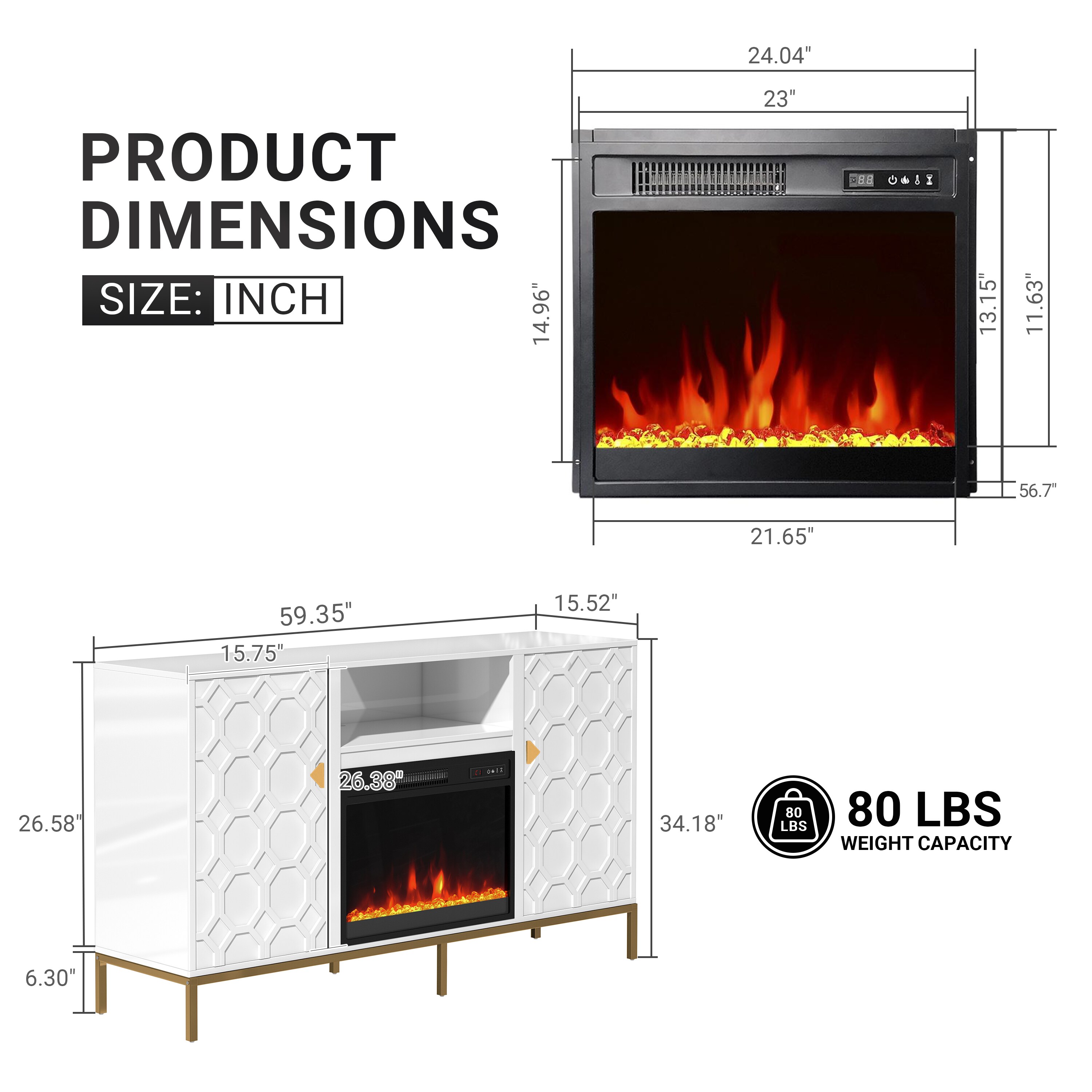 Mondawe MO-JH0523-WH Electric-Fireplaces - View #8