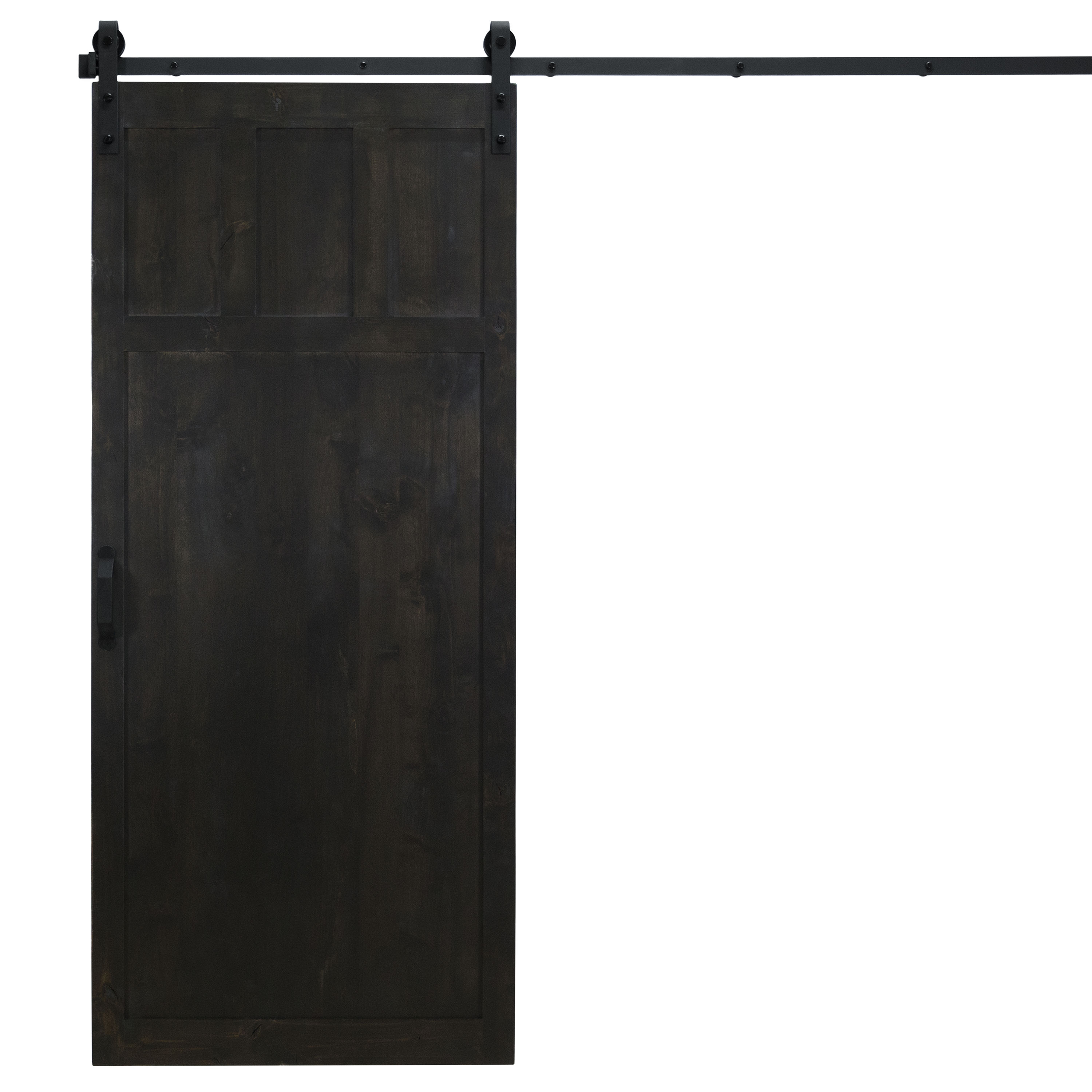 Dogberry DCRAF36NGHTNONEHARD 36-in x 84-in Midnight Black Square Knotty alder Wood Solid core Single Barn Door (Hardware Included)
