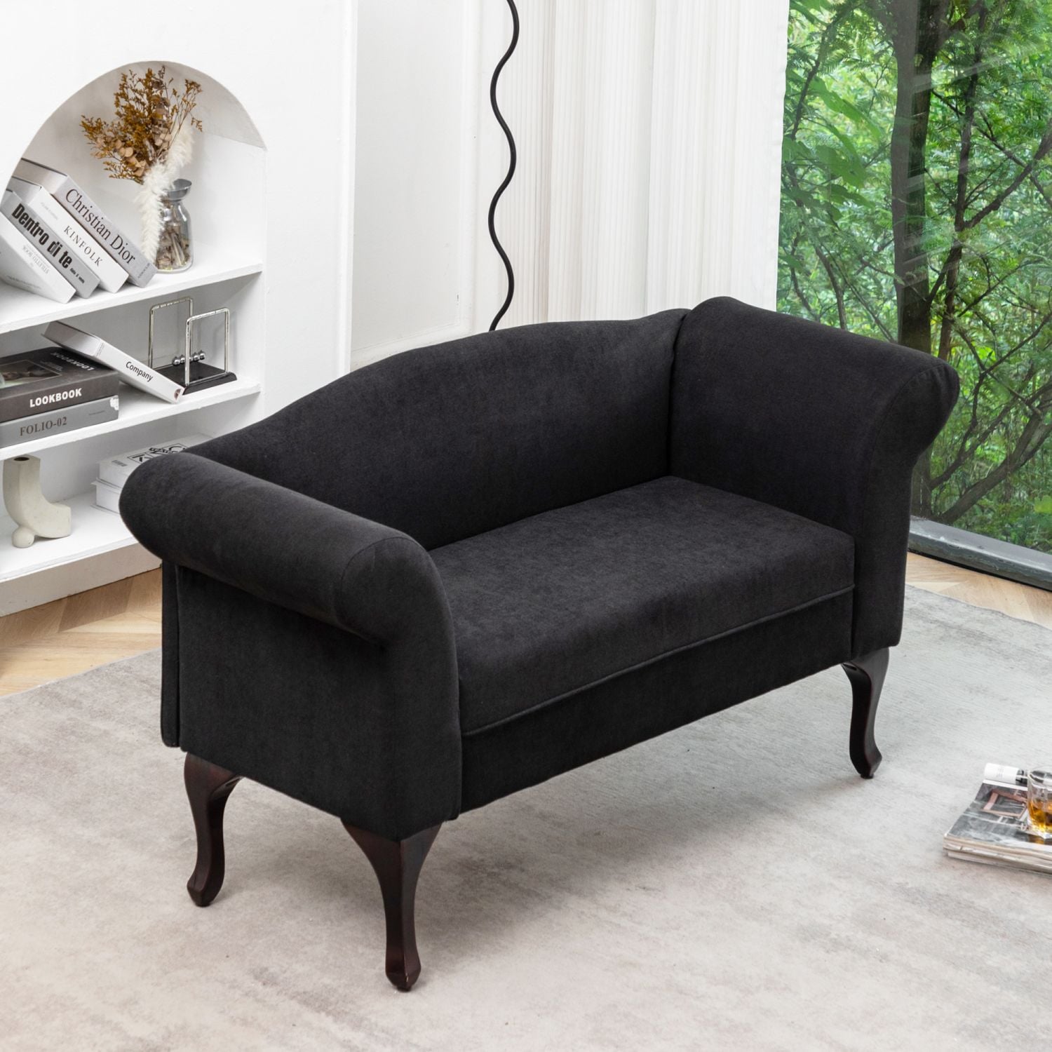 JASMODER 20.28-in Modern Black Linen Sofa at Lowes.com