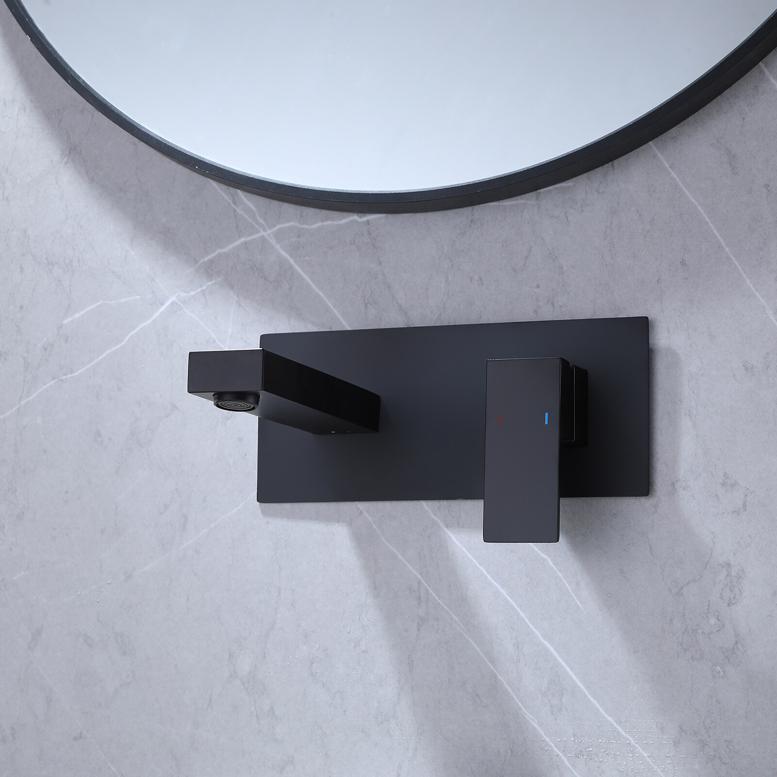 BWE Matte Black Wall-mount 1-Handle Bathroom Sink Faucet With Deck ...