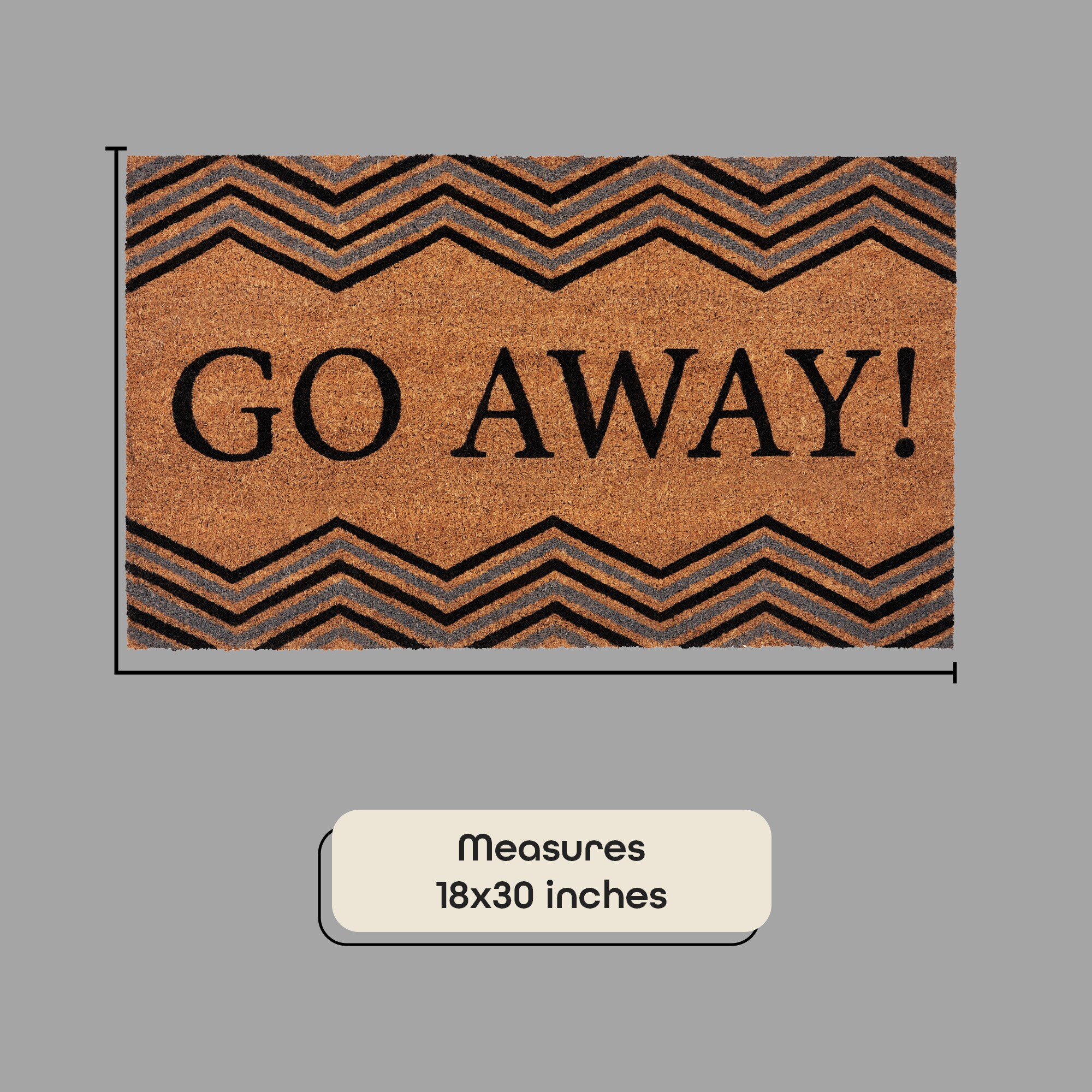 Go Away Black and Natural Coir Outdoor Door Mat