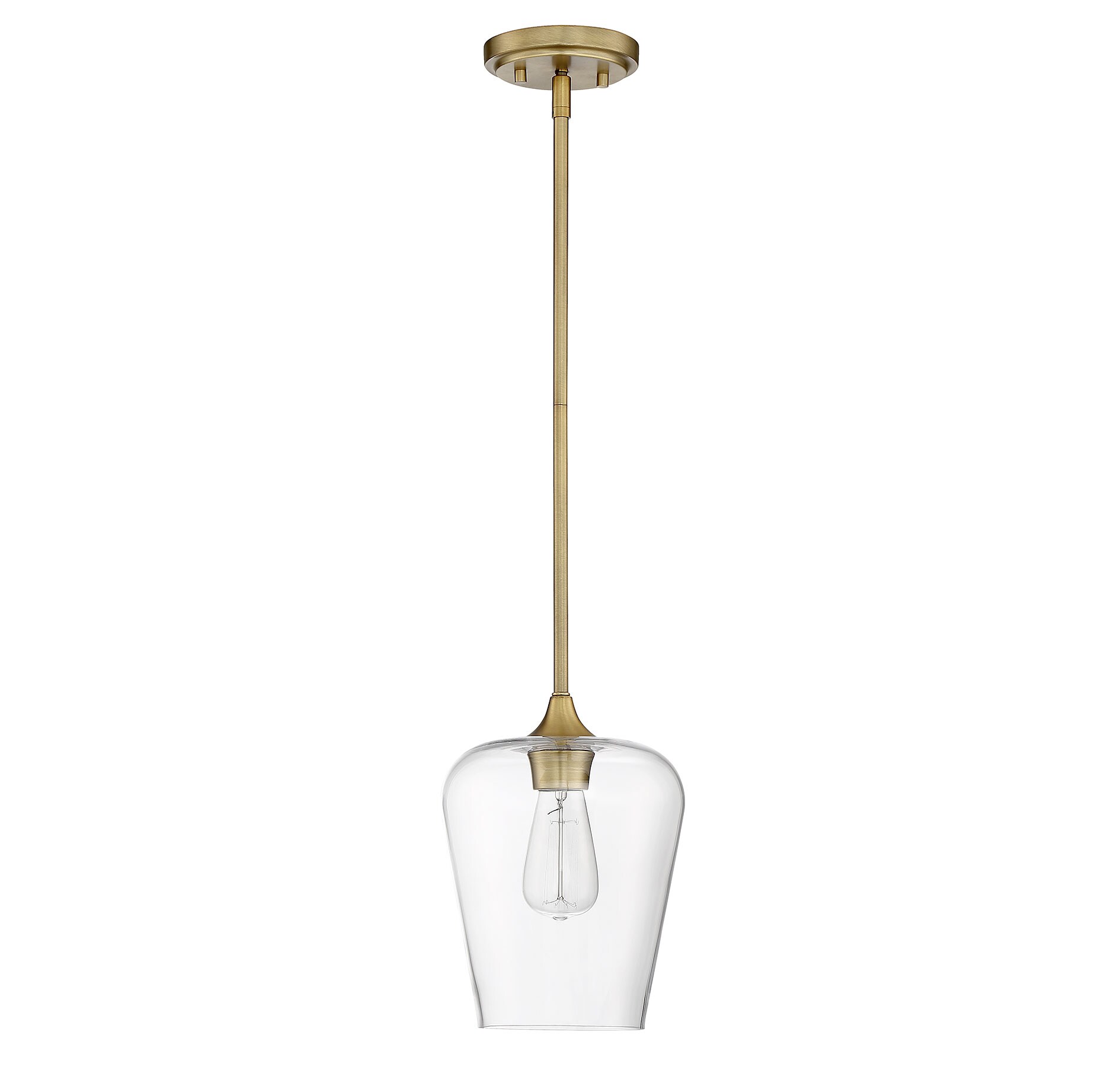Octave Warm Brass Curved Glass Minimalist Pendant Light