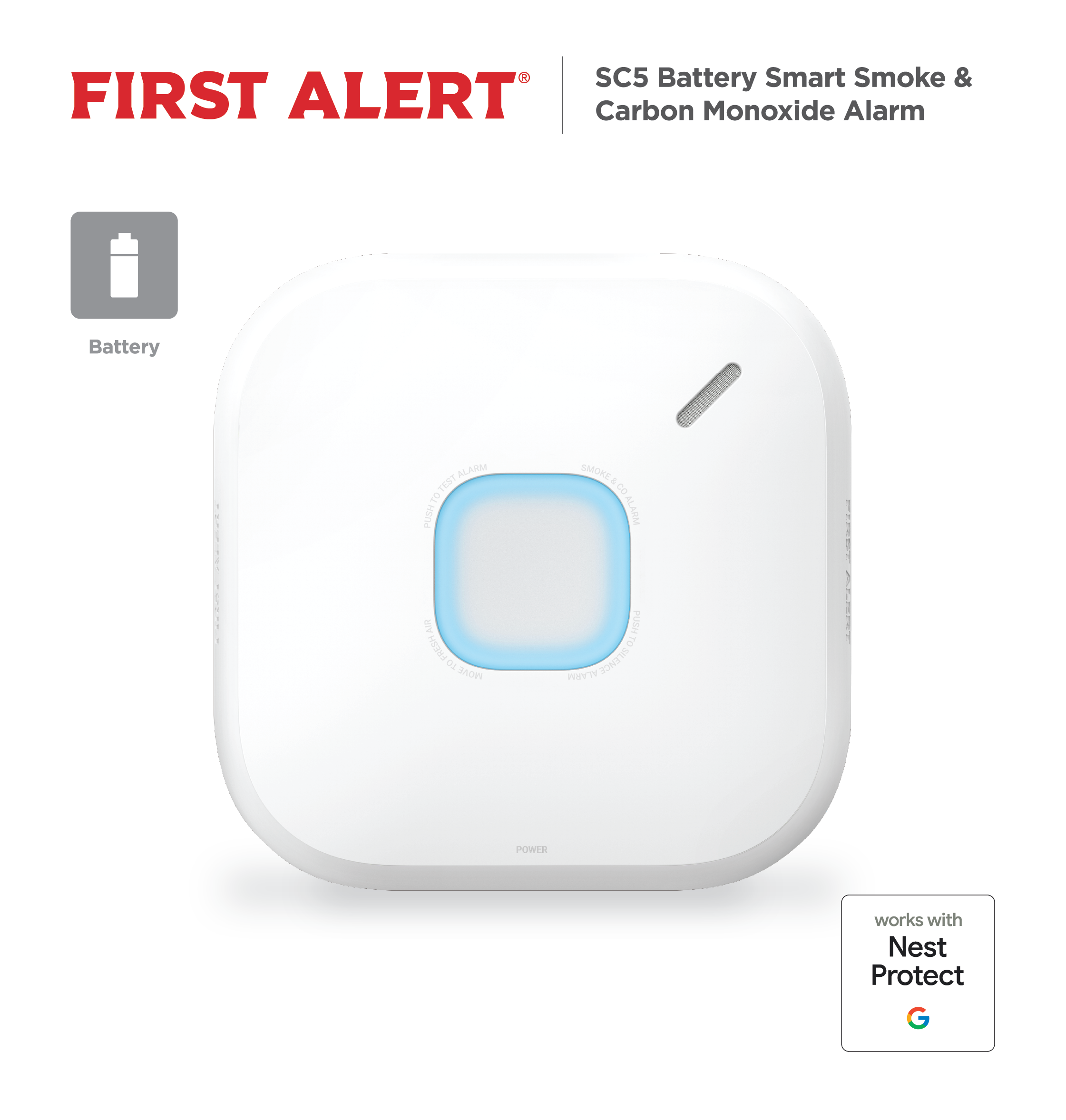 First Alert FSMCO600NVCL1 Battery-operated Photoelectric Interconnected Combination Smoke and Carbon Monoxide Detector
