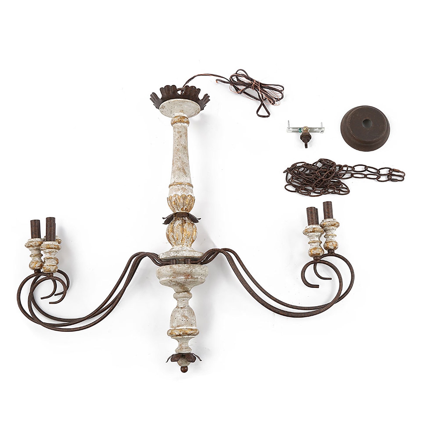 Rustic French Country 6-Light Distressed Wood Chandelier