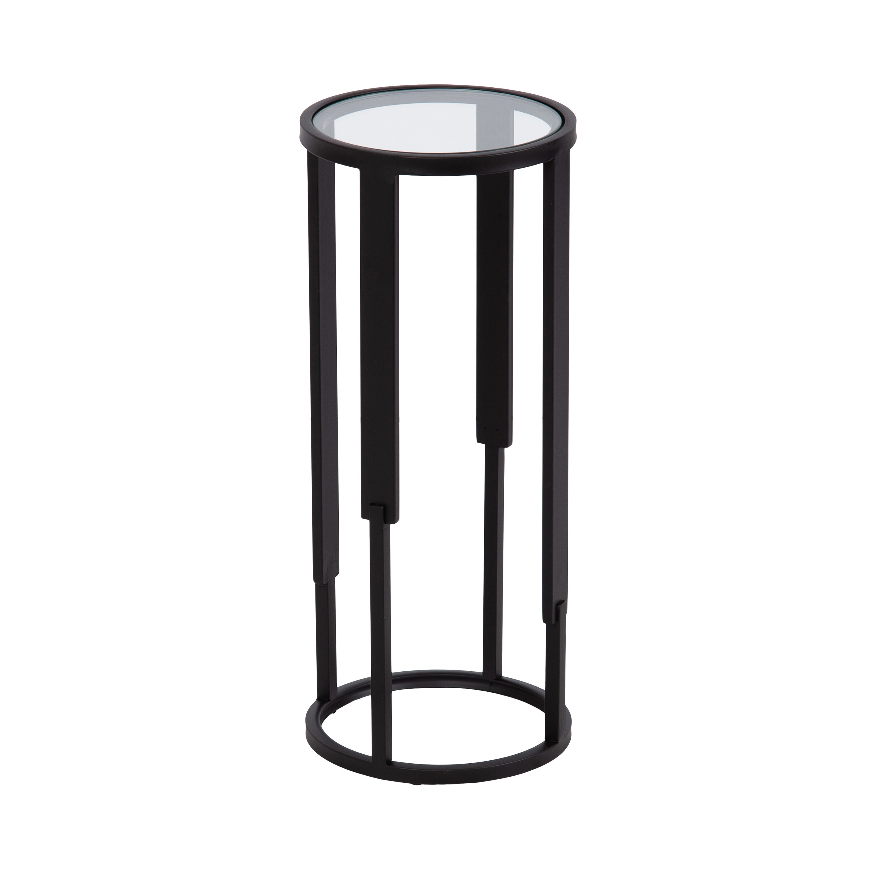 Kate and Laurel 228279 Ravalli 8.46-Inches W x 20.08-Inches H Black Glass Round Modern End Table