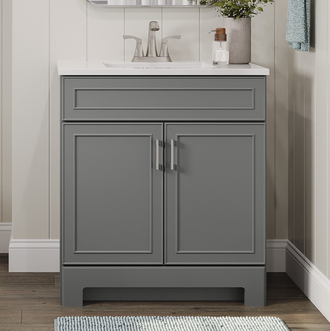 Style Selections Esterbrook 30-in Dark Gray Single Sink Bathroom Vanity ...