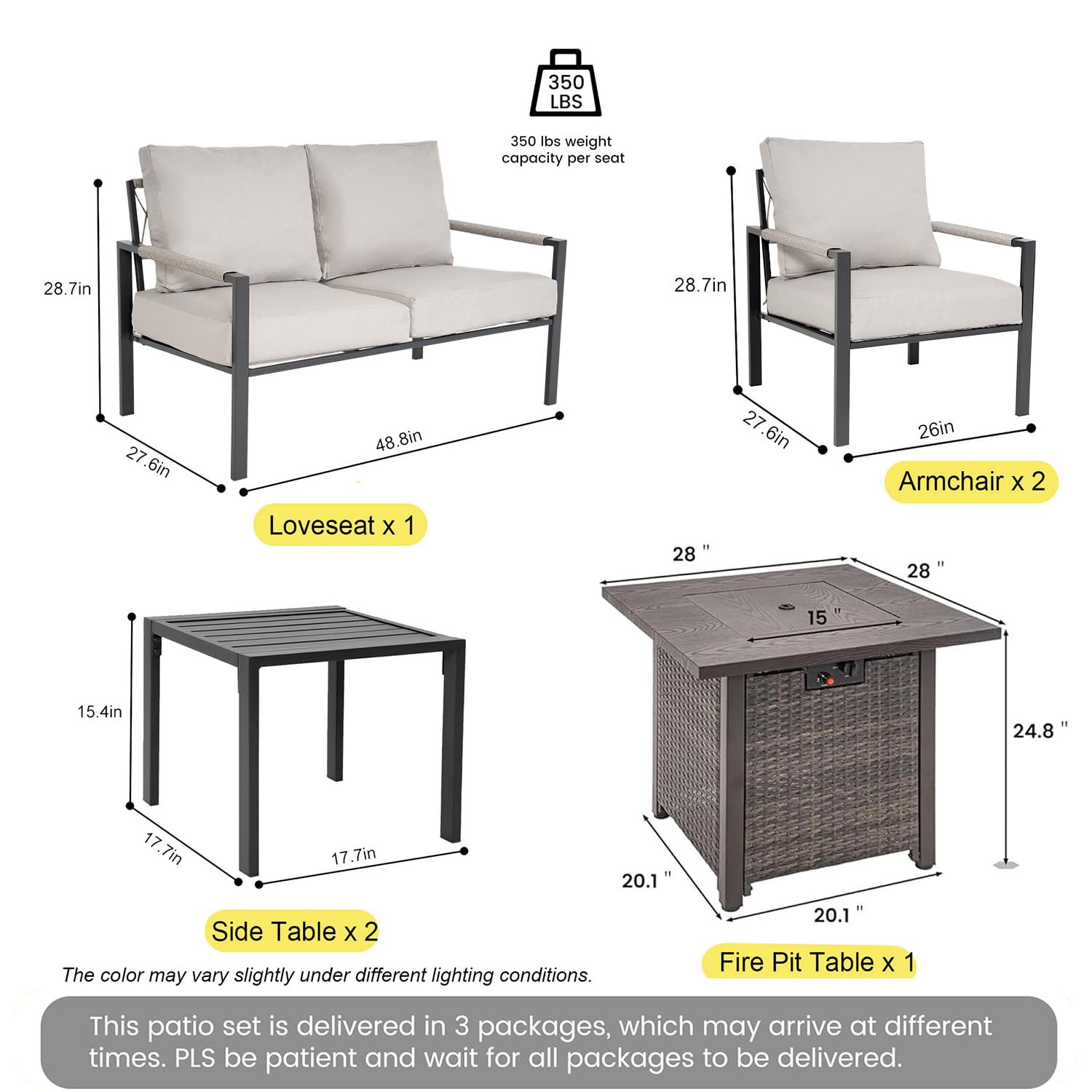 AURA OUTDOOR SIS002-BE Patio-Conversation-Sets - View #2