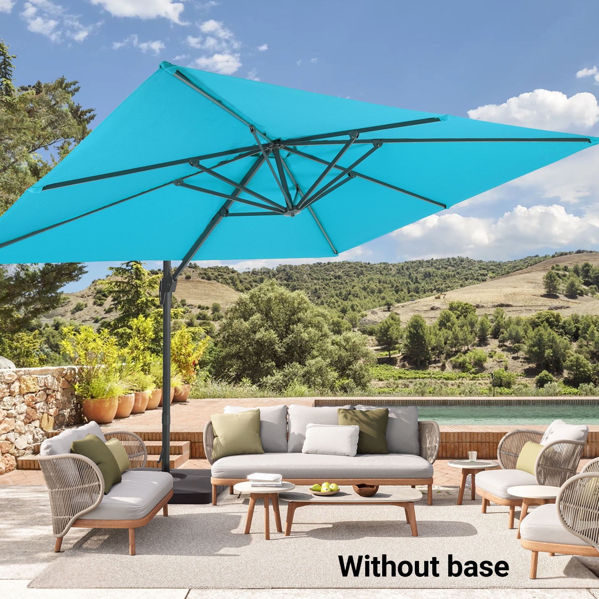 ACEGOSES LW-1159LB 11.5-Feet Aluminum Blue No-tilt Cantilever Patio Umbrella