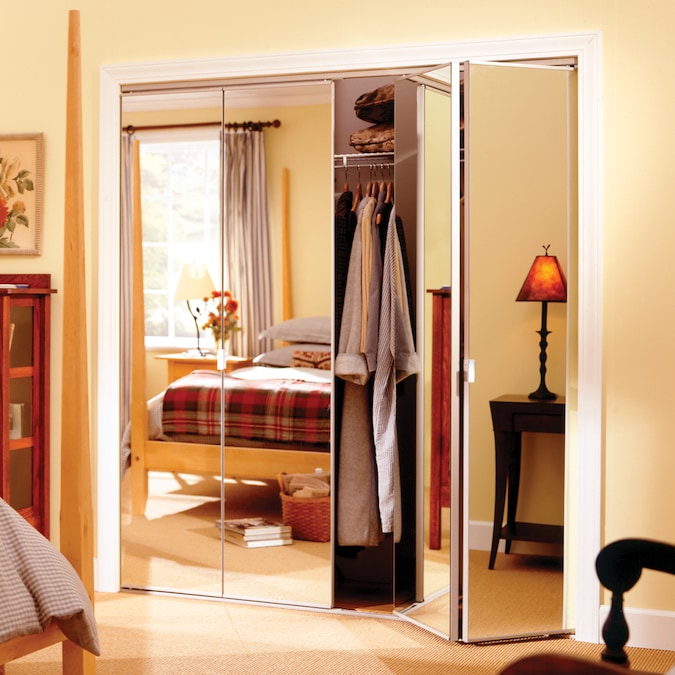 Prefinished Mirror Bifold Door Hardware, Mirrored Folding Doors For Closets