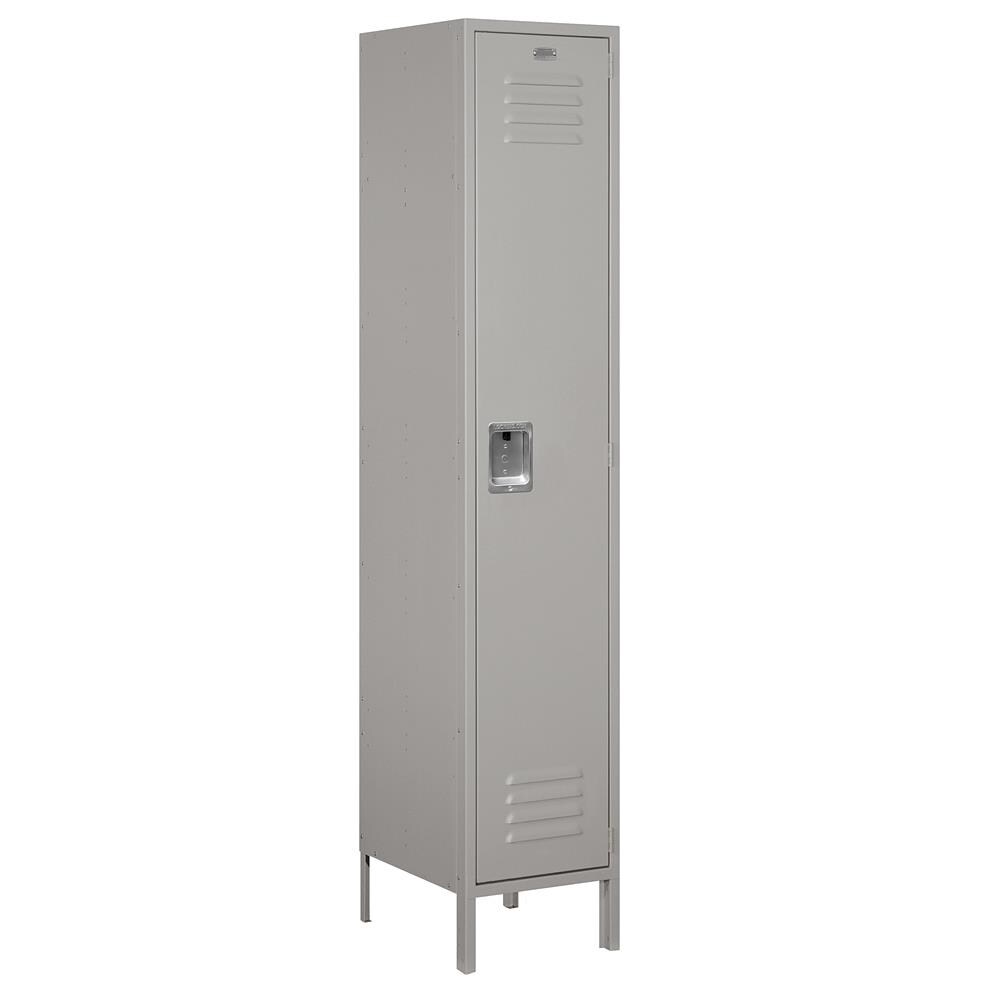 SALSBURY INDUSTRIES 18-51168GY-A 18-in Wide Single Tier Standard Metal Locker- 1 Wide- 6 -ft High- 18 -in Deep- Gray- Assembled