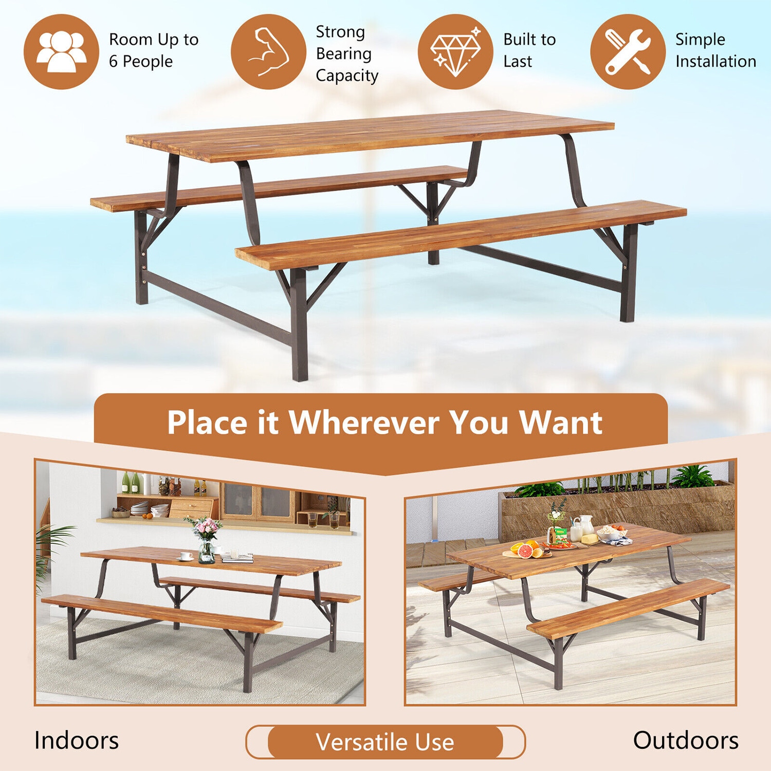 WELLFOR KC-HGY-55465+ Picnic-Tables - View #5