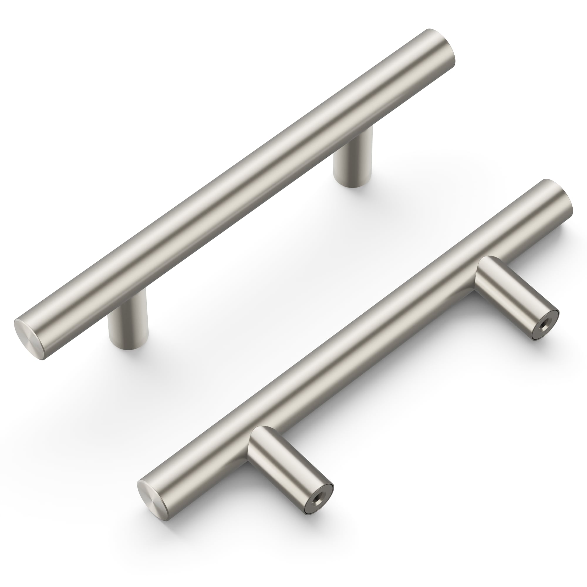 Hickory Hardware R077744SNX10B Contemporary 3-in , 76mm Center to Center Satin Nickel Cylindrical Bar 10 -Pack