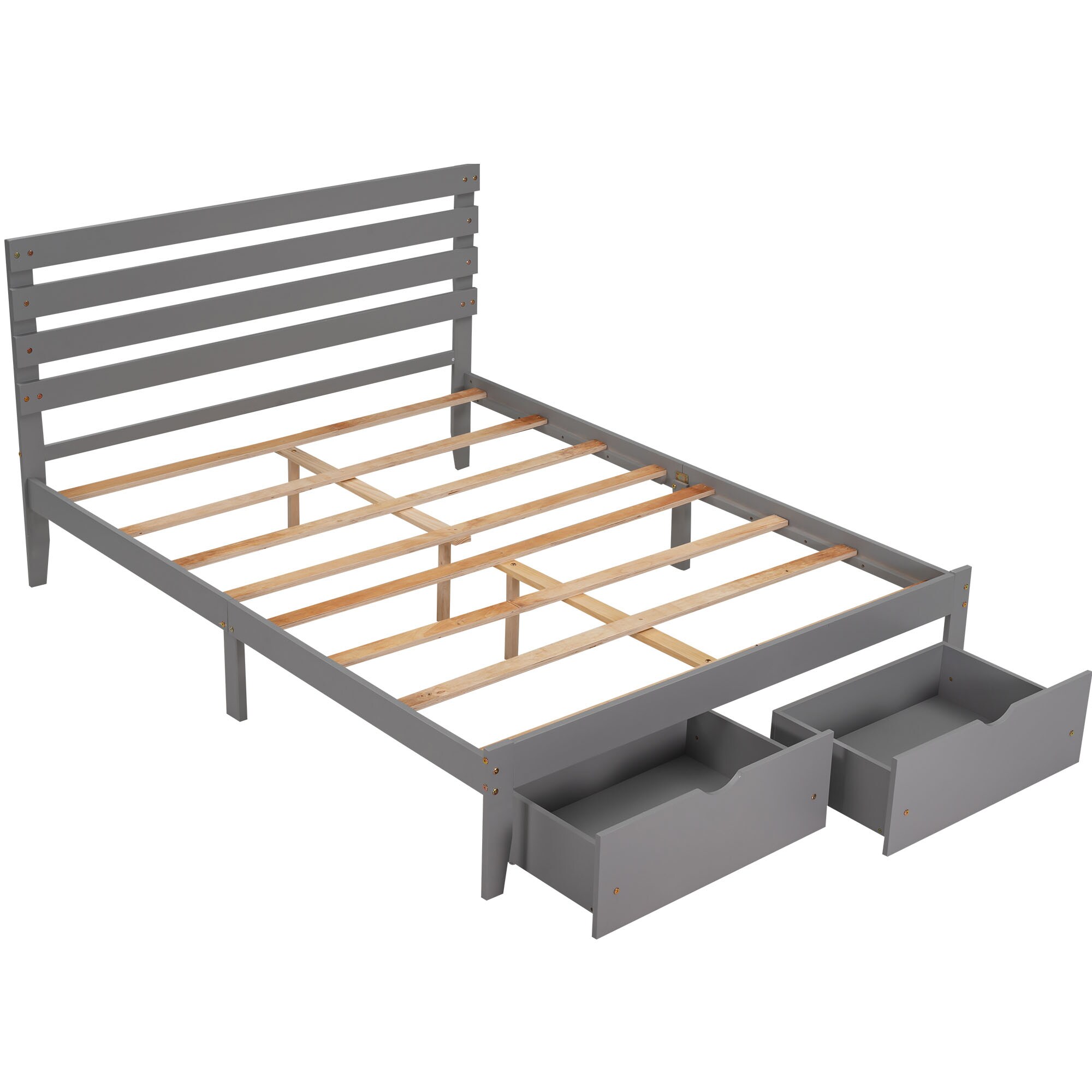CASAINC WM-WF212826AAK White Twin Wood Platform Bed with Storage