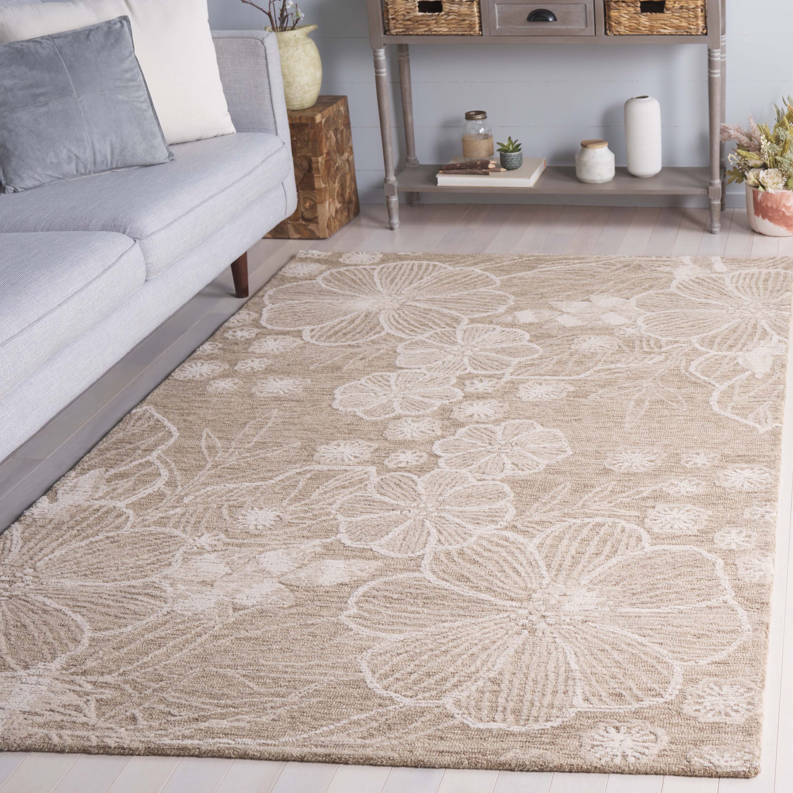  Jardin 735 Beige/Ivory Country Floral 4Ft x 6Ft Small Rectangle Rug