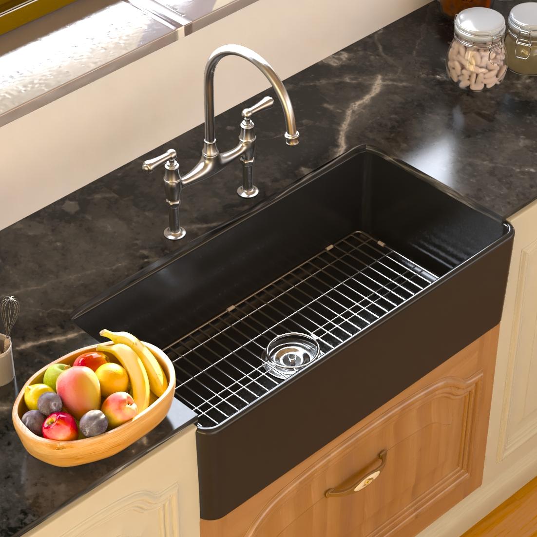DeerValley DV-1K0015 Grove Undermount 36-in x 18-in Fireclay Single bowl Kitchen Sink