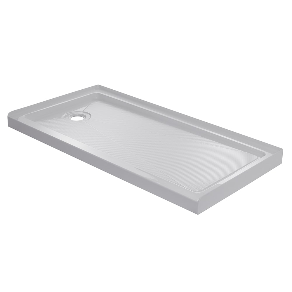 CRAFT + MAIN 60-in W x 32-in L with Left Drain Single Threshold Rectangle  Shower Base (White) at