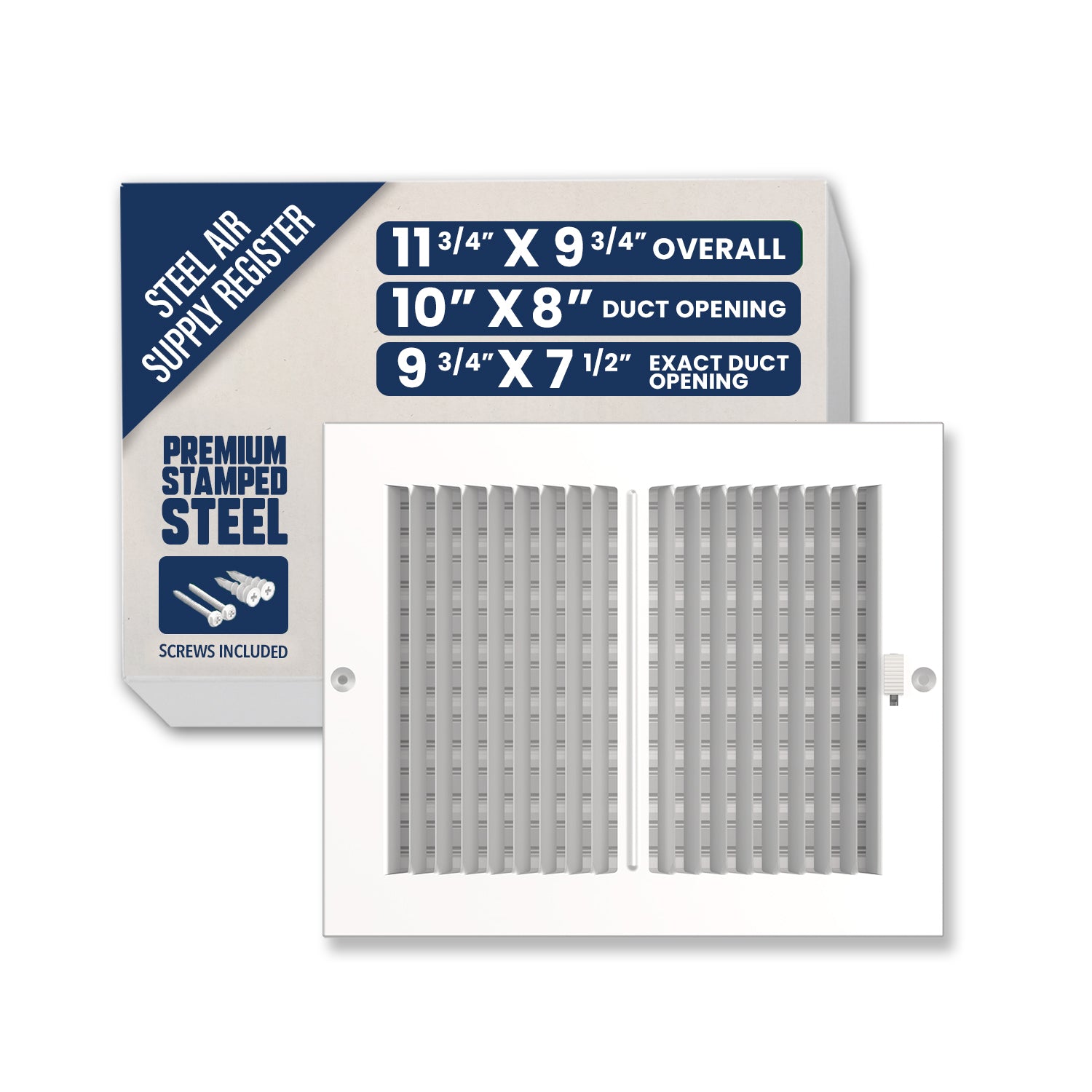 Bryce Hardware 10-in x 8-in 1-way Steel White Sidewall/Ceiling Register #AGMS1008
