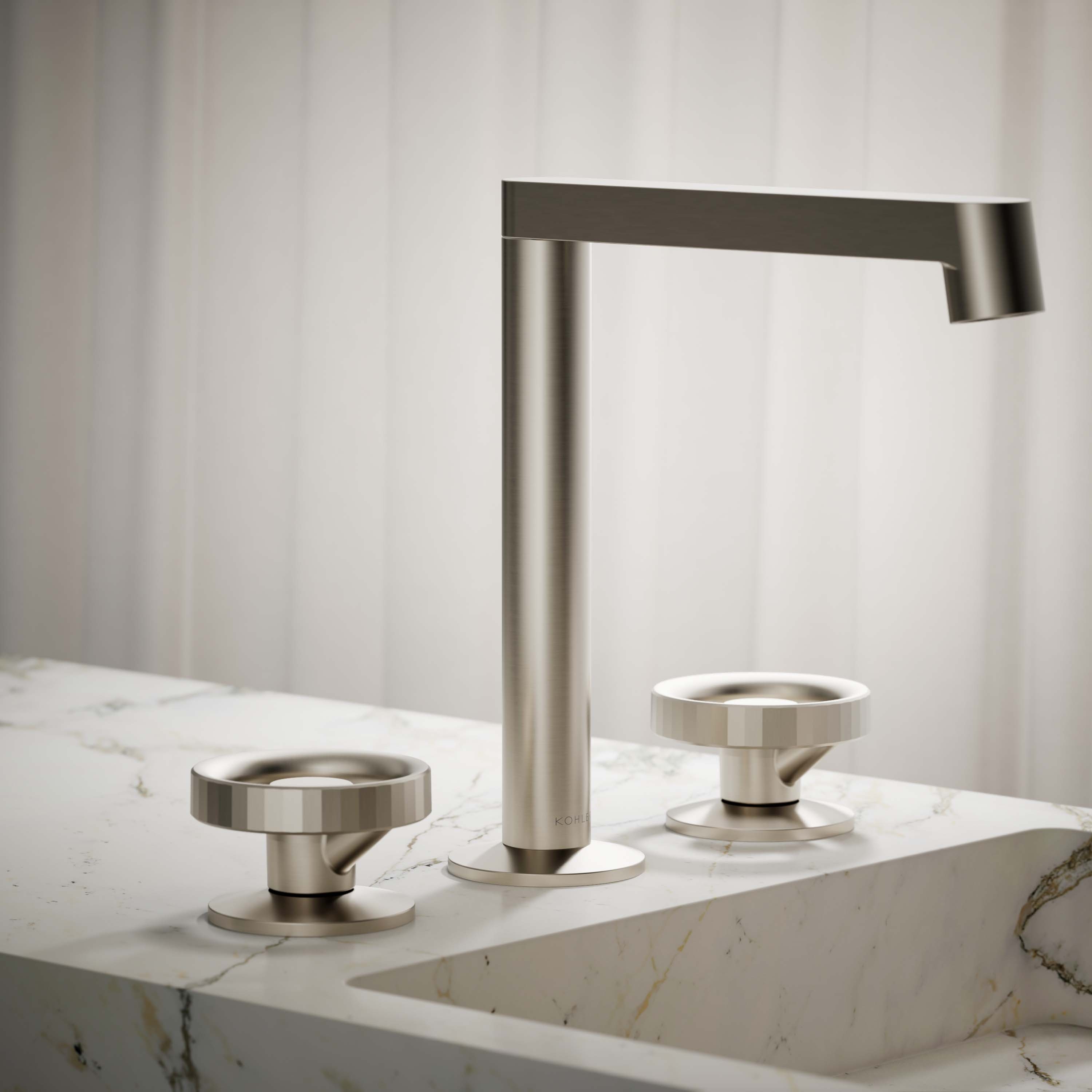 KOHLER K-77974-9-BN Vibrant Brushed Nickel 2 -Handle Knob Bathroom Sink Faucet Handle