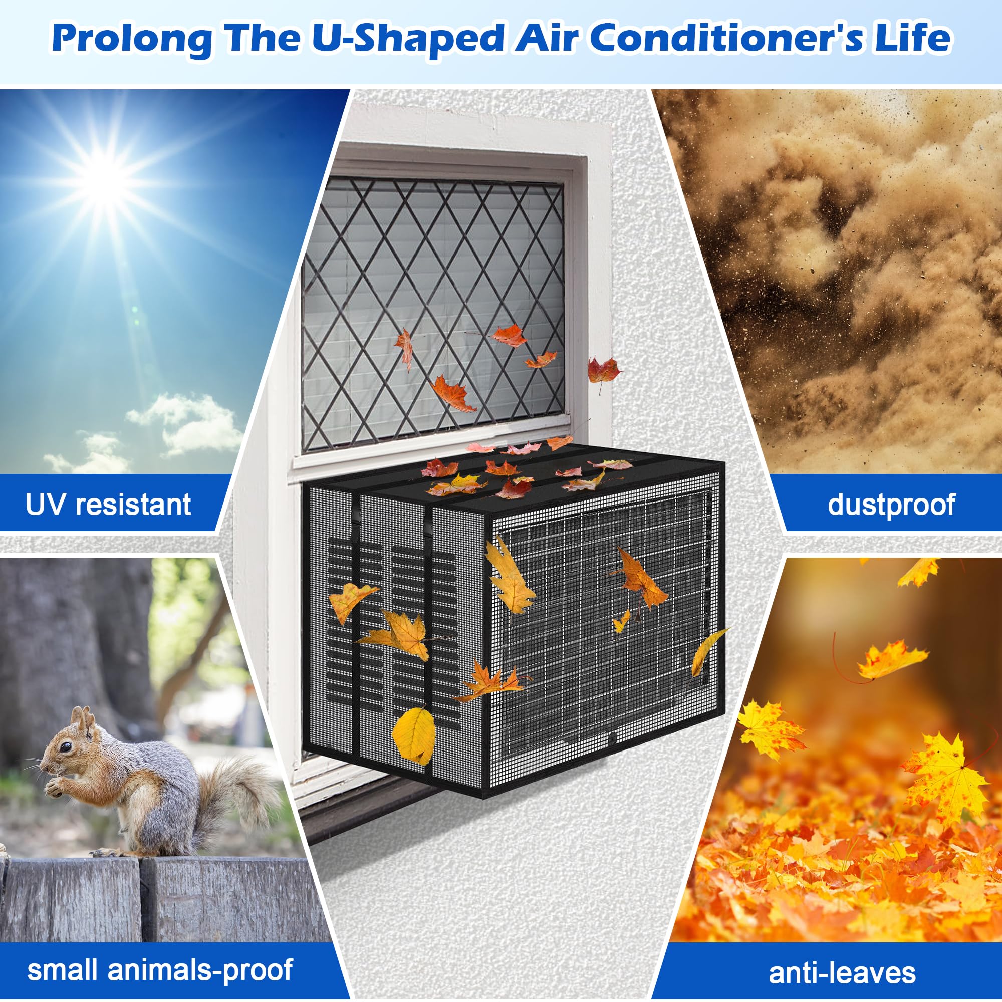 Adrinfly U Shaped Window Air Conditioner Mesh Cover for Outdoor Unit ...