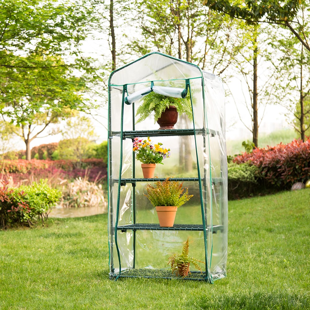 Glitzhome 2.3-ft L x 1.6-ft W x 5.1-ft H Clear and Black Pop-up Greenhouse  in the Greenhouses department at