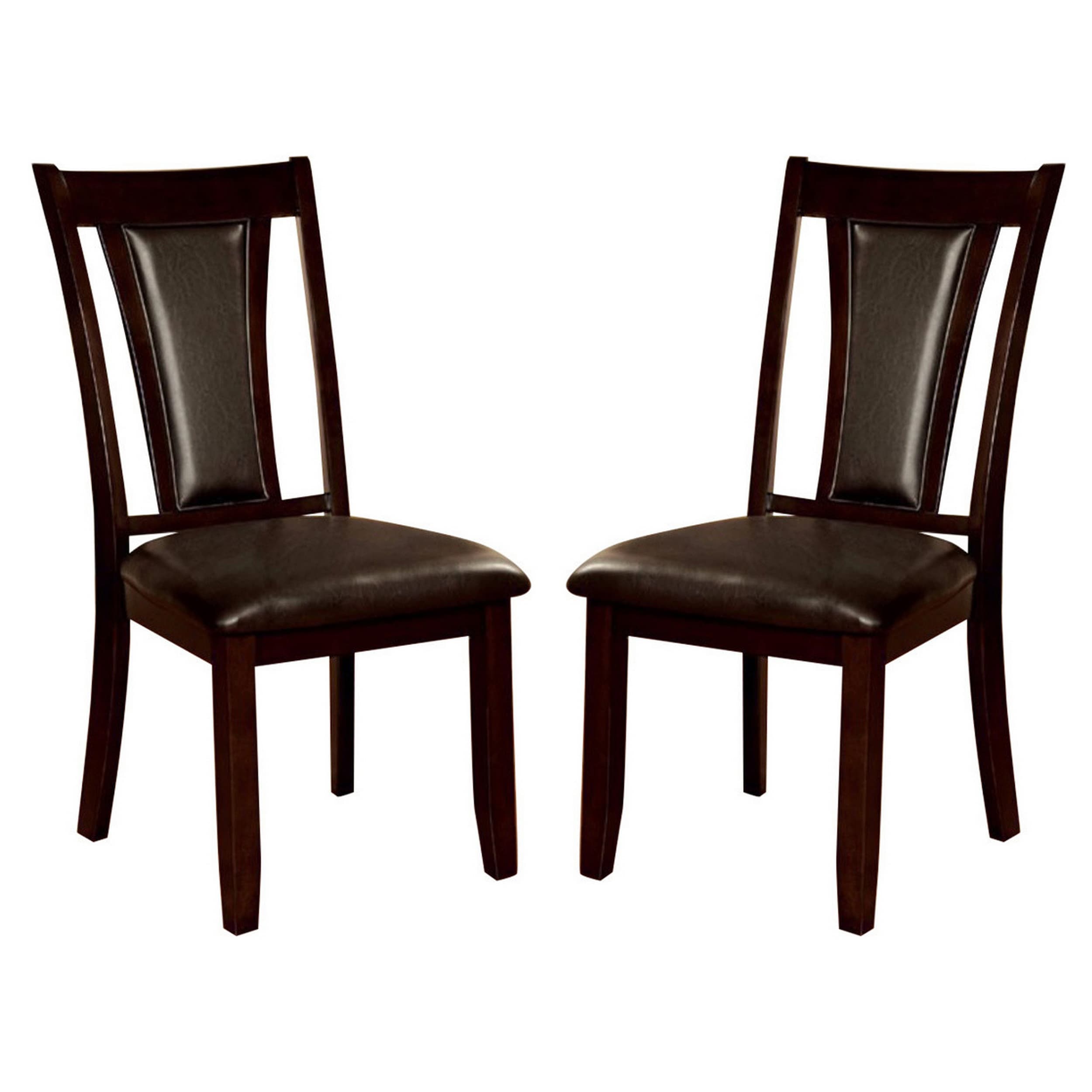 Benzara BM131987 Set of 2 Faux Leather Upholstered Side Chair (Wood Frame)