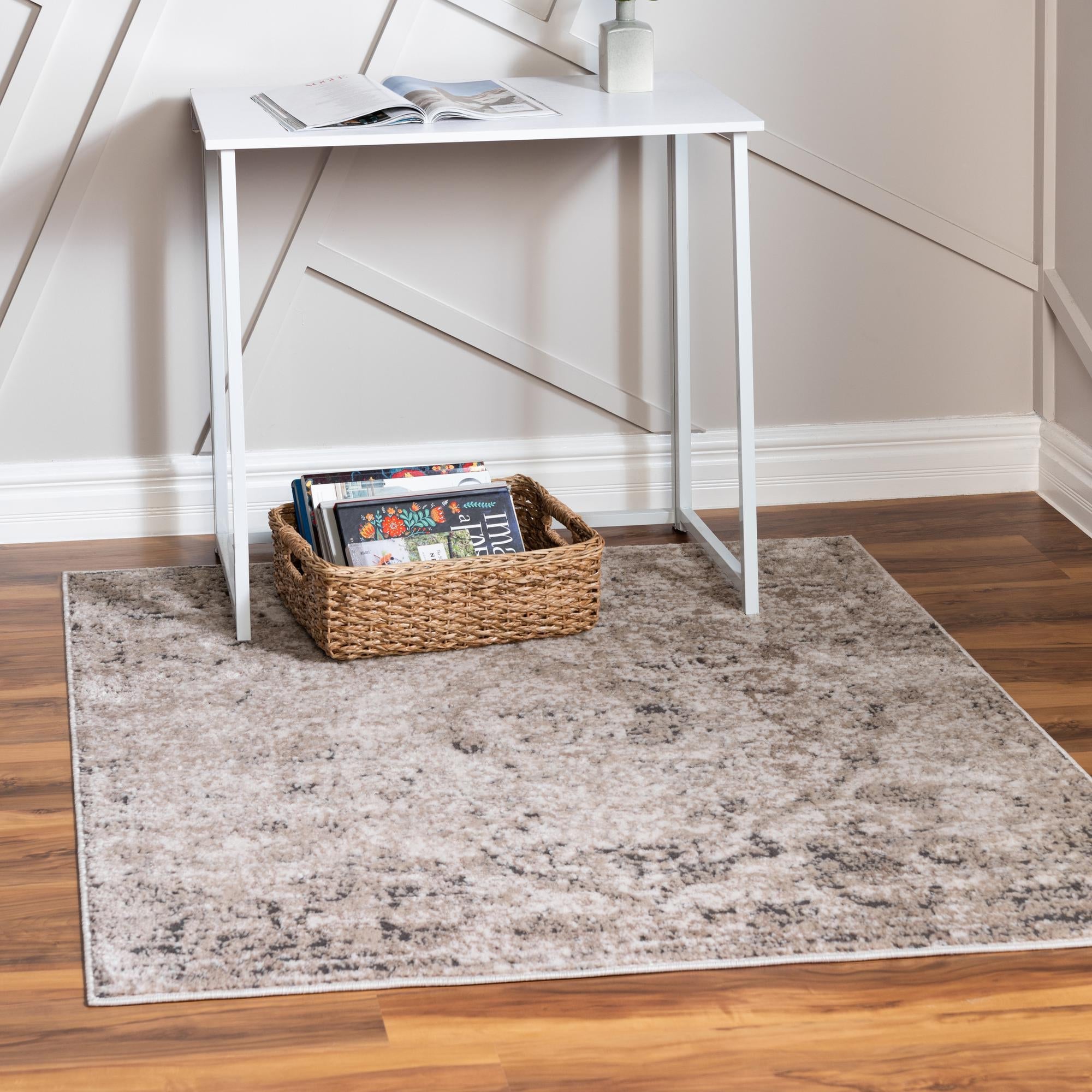 Unique Loom 3147460 Portland 6 x 6 (ft) Loomed Polypropylene Beige Square Indoor Medallion Area rug