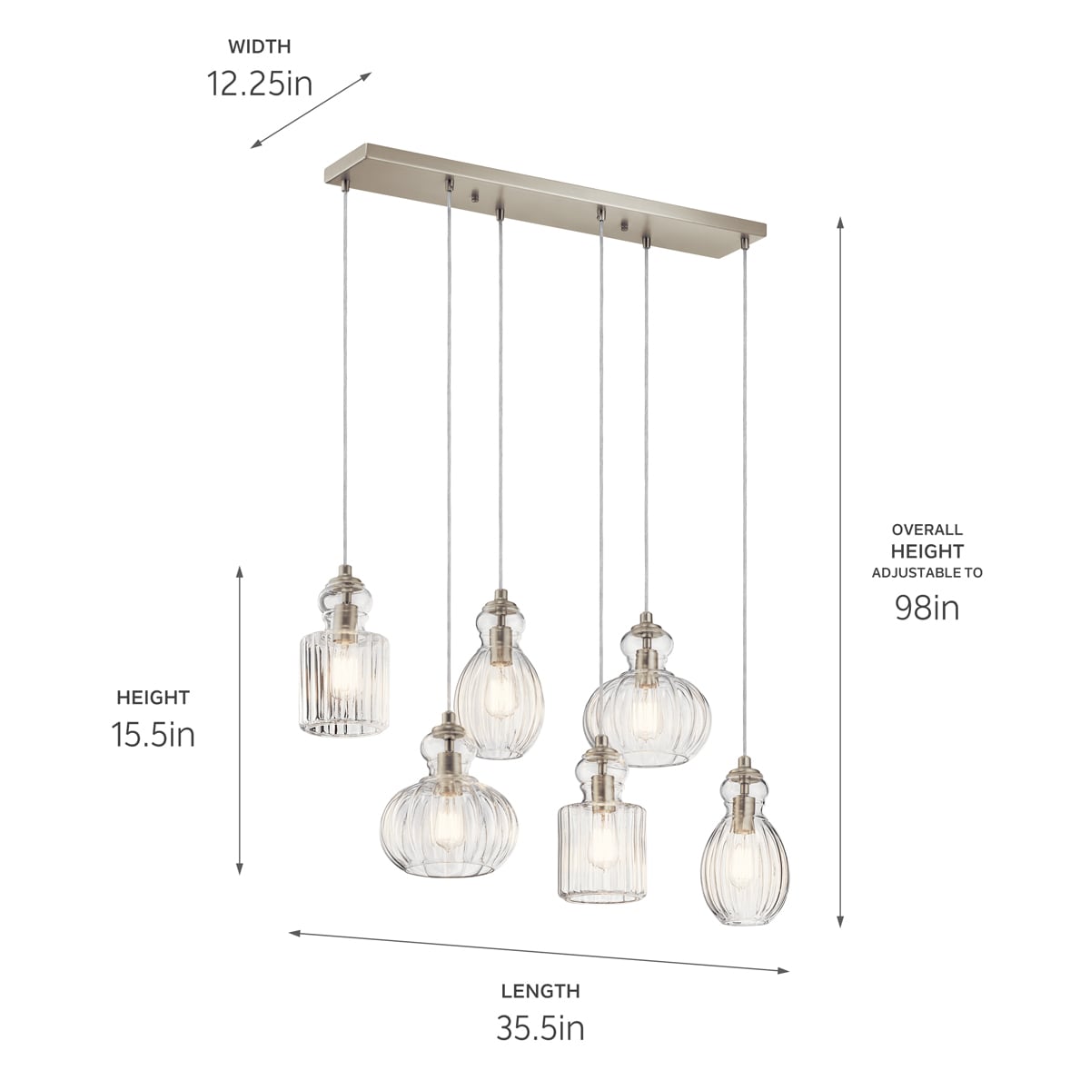 multi pendant linear chandelier