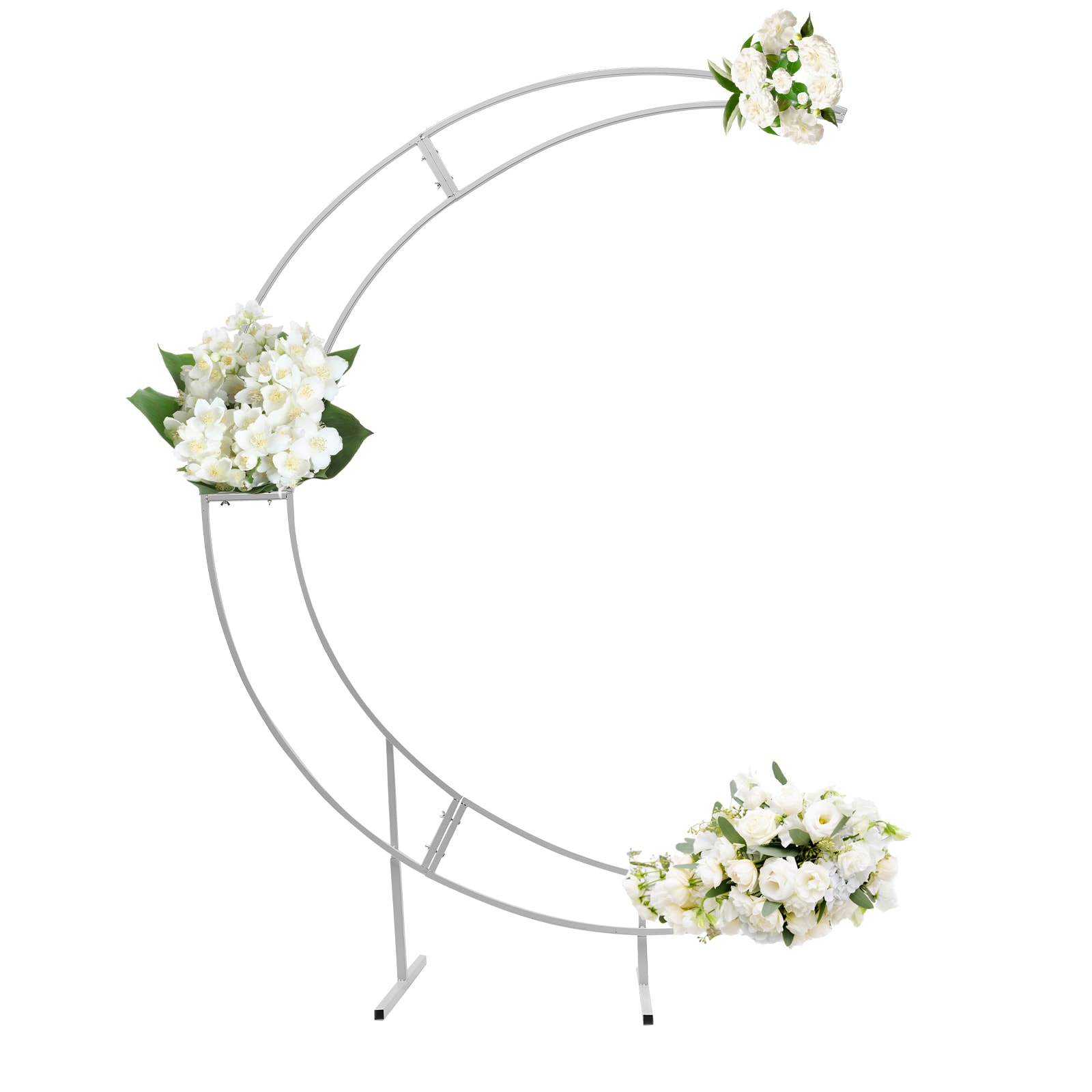 CNCEST YLJHJ76OWDZJ8 1.97-ft W x 7-ft H Arched Romantic White Crescent Moon Design Wrought iron Garden Arbor
