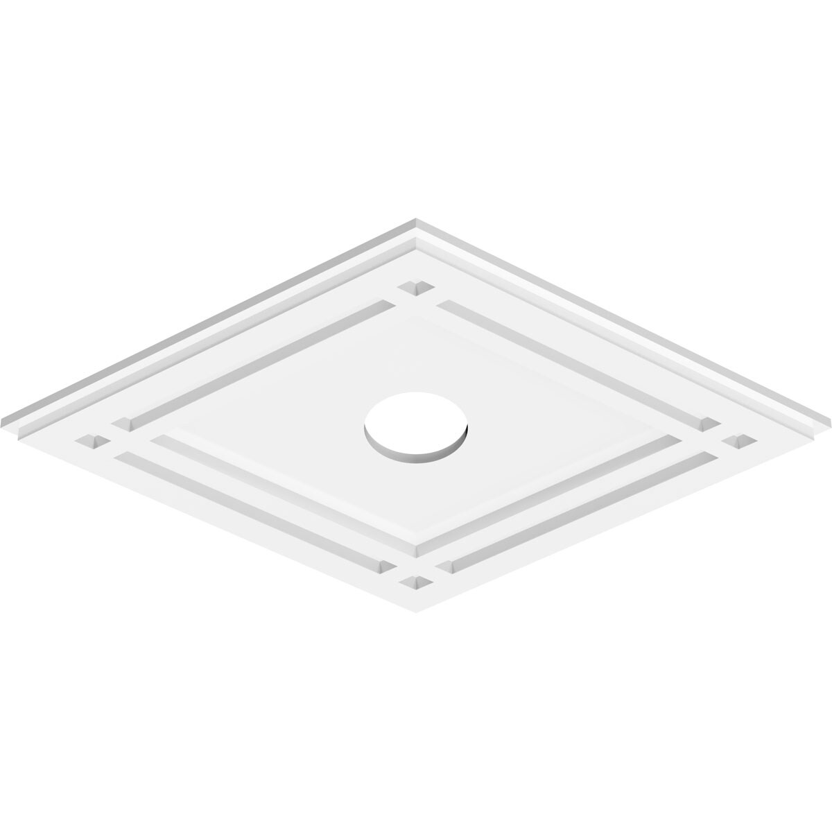 White PVC Diamond Contemporary Ceiling Medallion, 24" x 16"