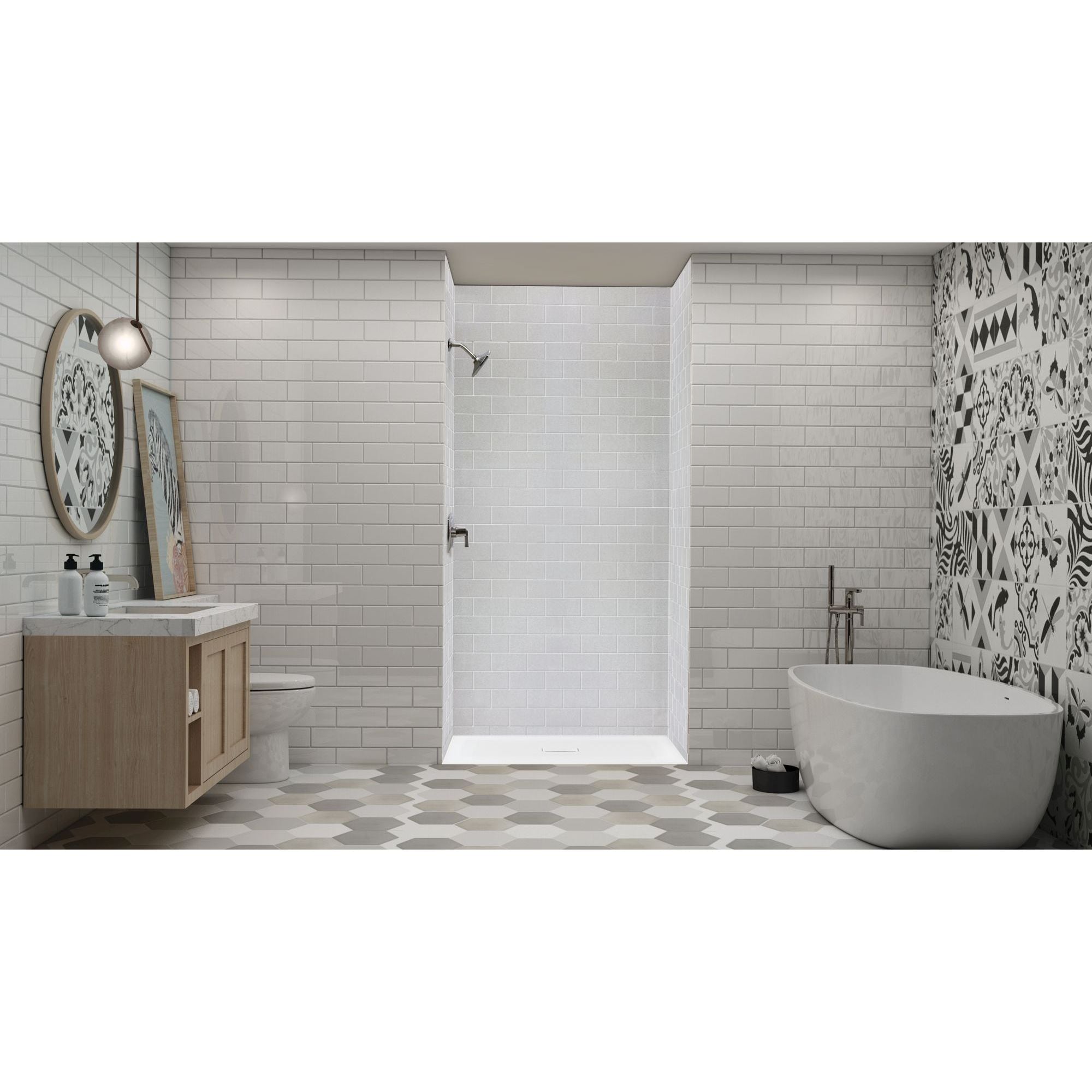 Transolid FZS5140C-31 40-in W x 51-in L Center White Single Threshold Rectangle Shower Pan Base with 1-in H Threshold