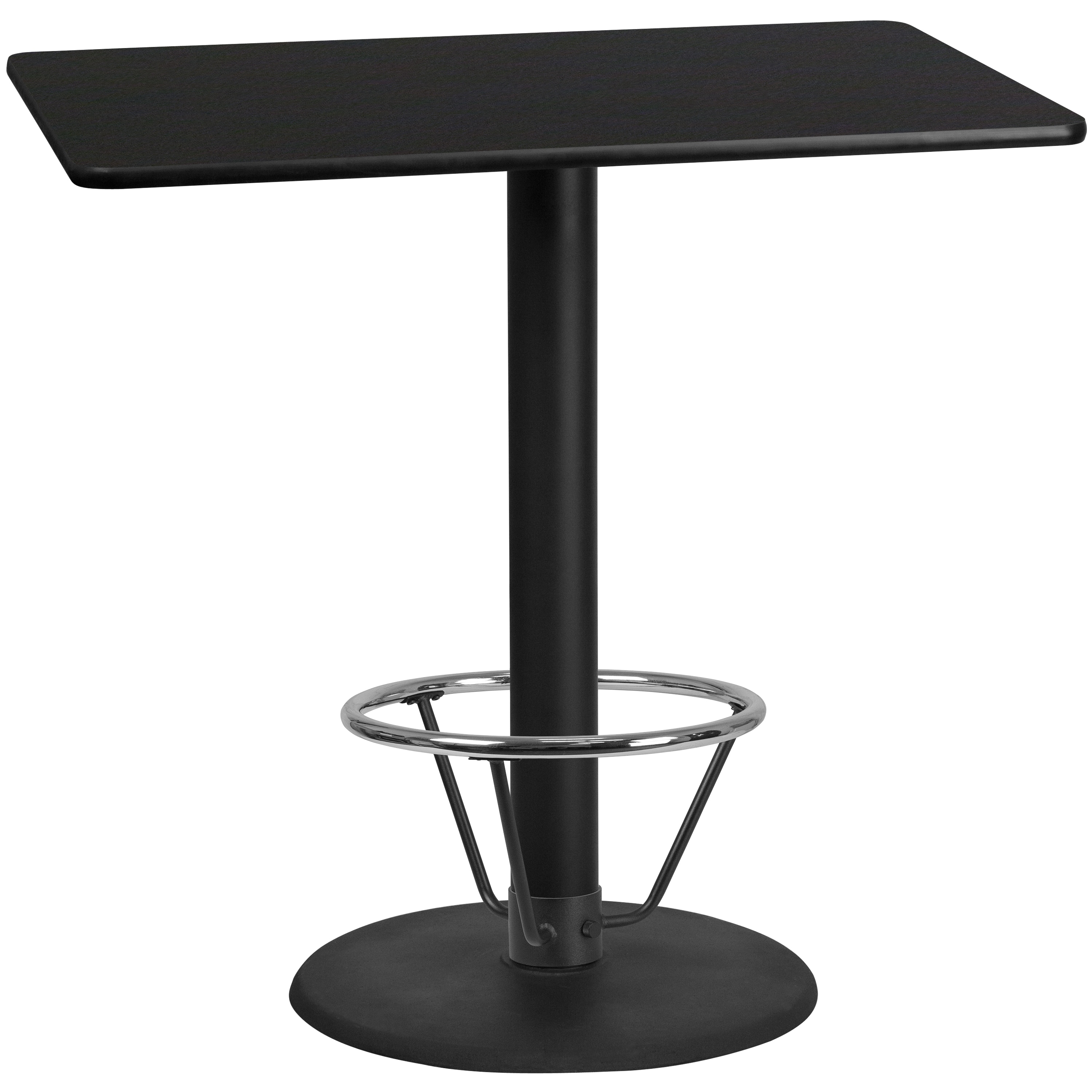 Flash Furniture 889142217763 Black Contemporary/Modern Wood veneer Bar Table, with Black Finish and Metal Pedestal Base 48-in L x 43.13-in H