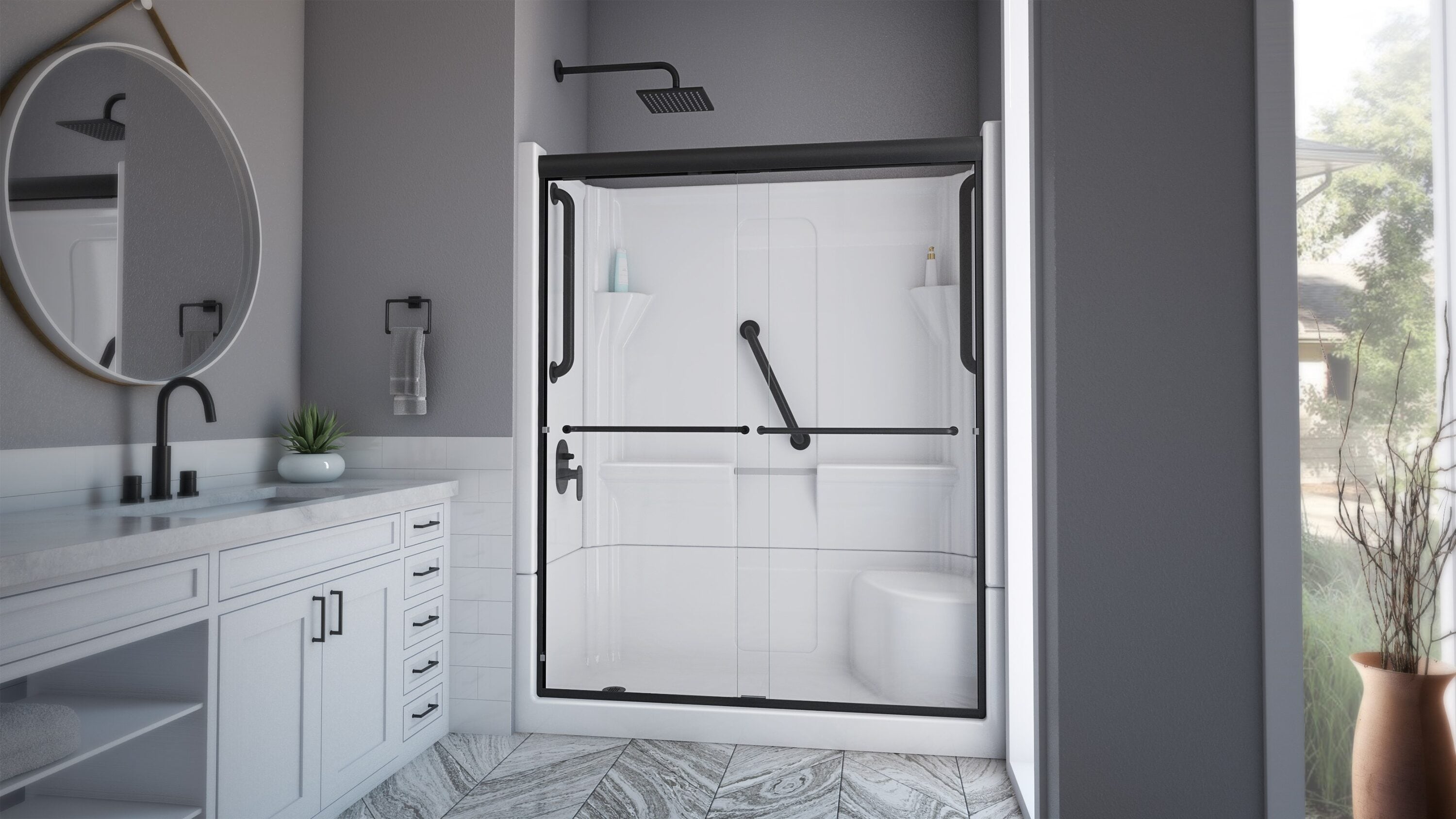 Laurel Mountain 6030SH1S4PSRWM1 Alcove-Shower-Kit - View #9