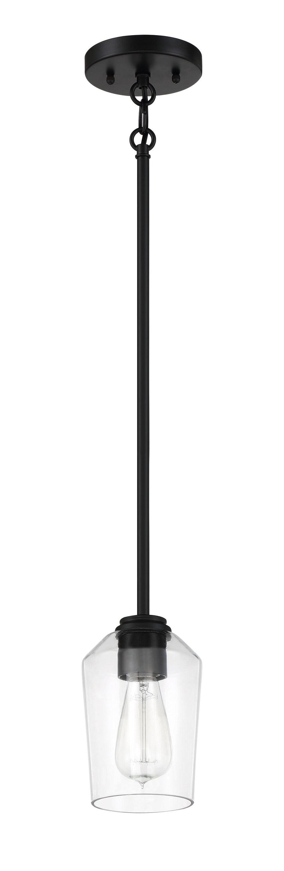 Craftmade 56191-FB Shayna Flat Black Transitional Clear glass Cylinder Mini Hanging Pendant light