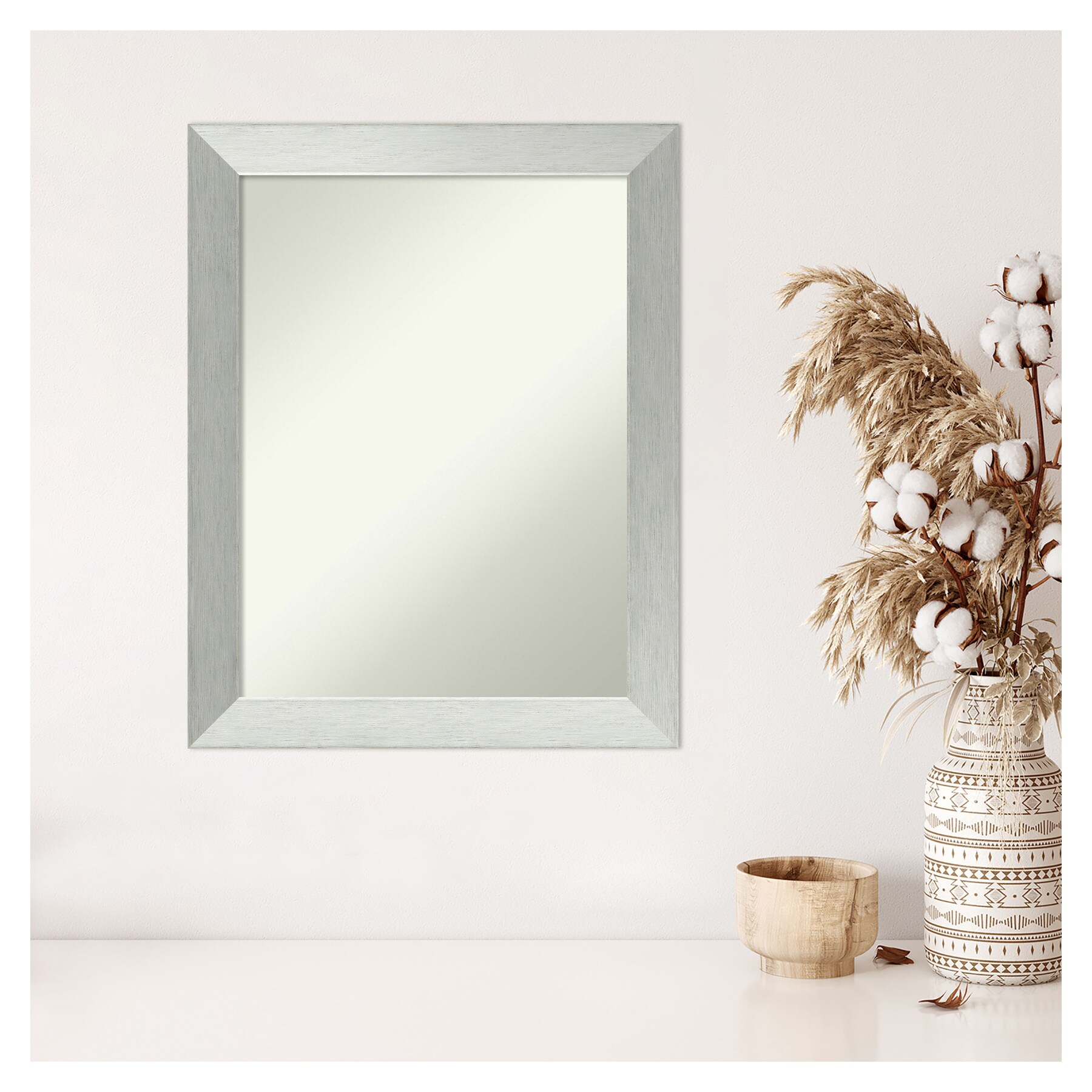 Amanti Art Brushed Sterling Silver Frame 22-in W x 28-in H Silver Framed  Wall Mirror in the Mirrors department at