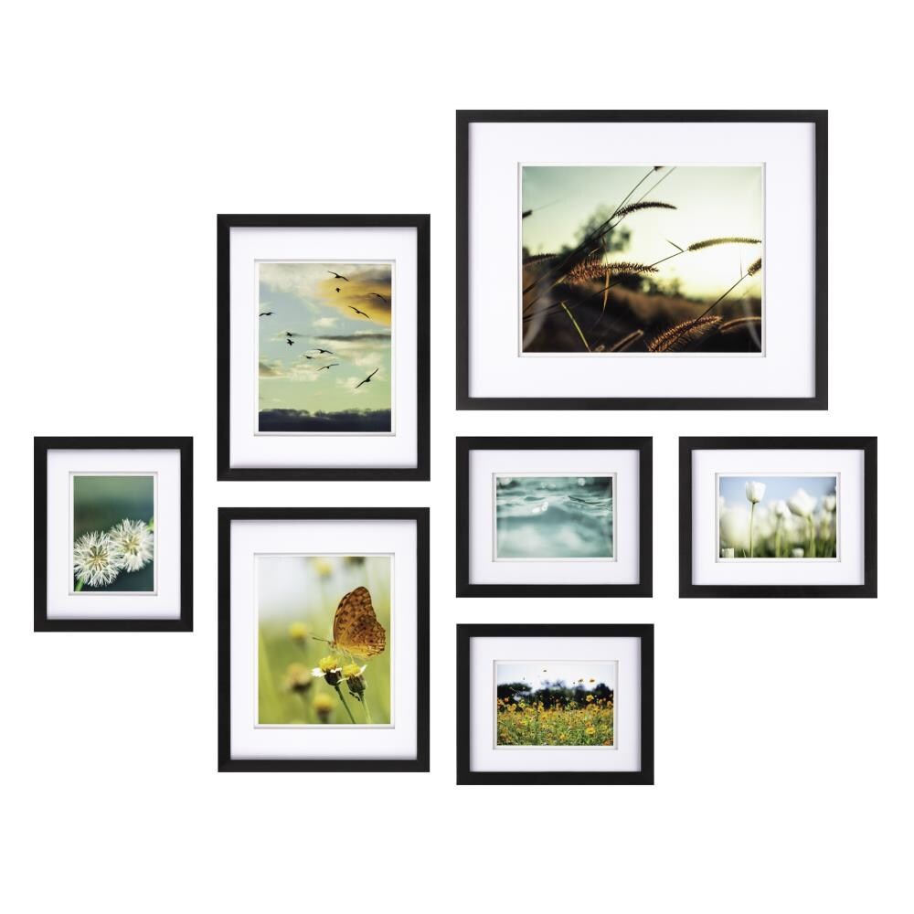 16X20 Picture Frames Matted to 11X14 Picture Set of 5 Black Wood Photo  Frames wi