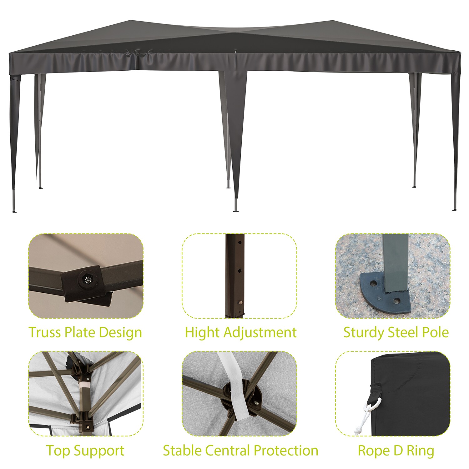 Sinofurn 20-ft X 10-ft Rectangle Black Pop-up Canopy In The Canopies 