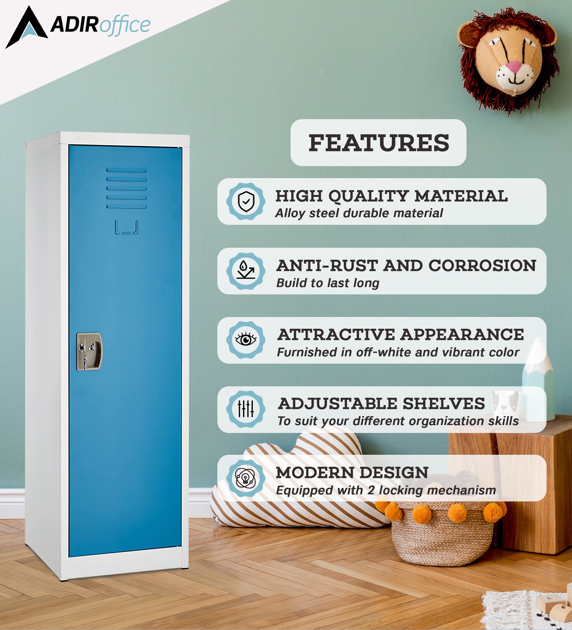 AdirOffice 629-01-BLU-2PK Storage-Lockers - View #2