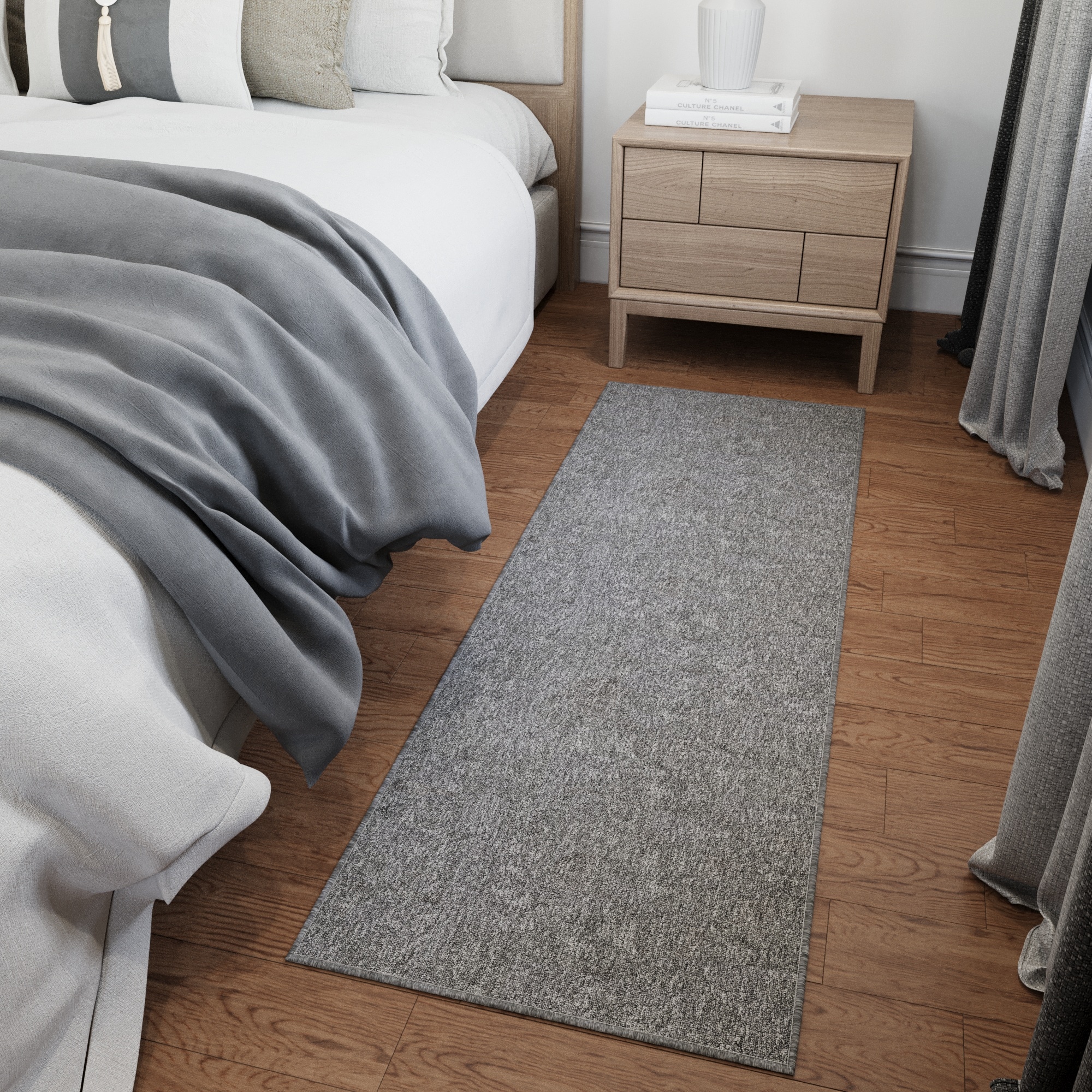 Ottomanson EMY7503-20X59 Non-Slip Hallway Runner 2 x 5 (ft) Loomed Polyester Gray Rectangular Indoor Solid Runner rug