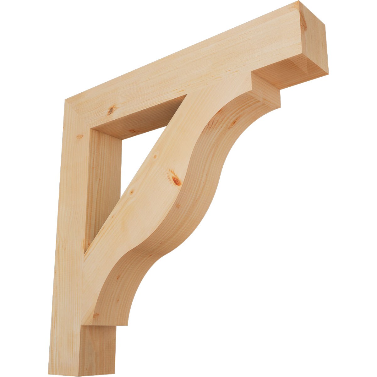 Ekena Millwork BKT06X38X38FST05SDF Funston Block Smooth 5-1/2-in x 38-in x 38-in Douglas fir Brown Wood Standard bracket