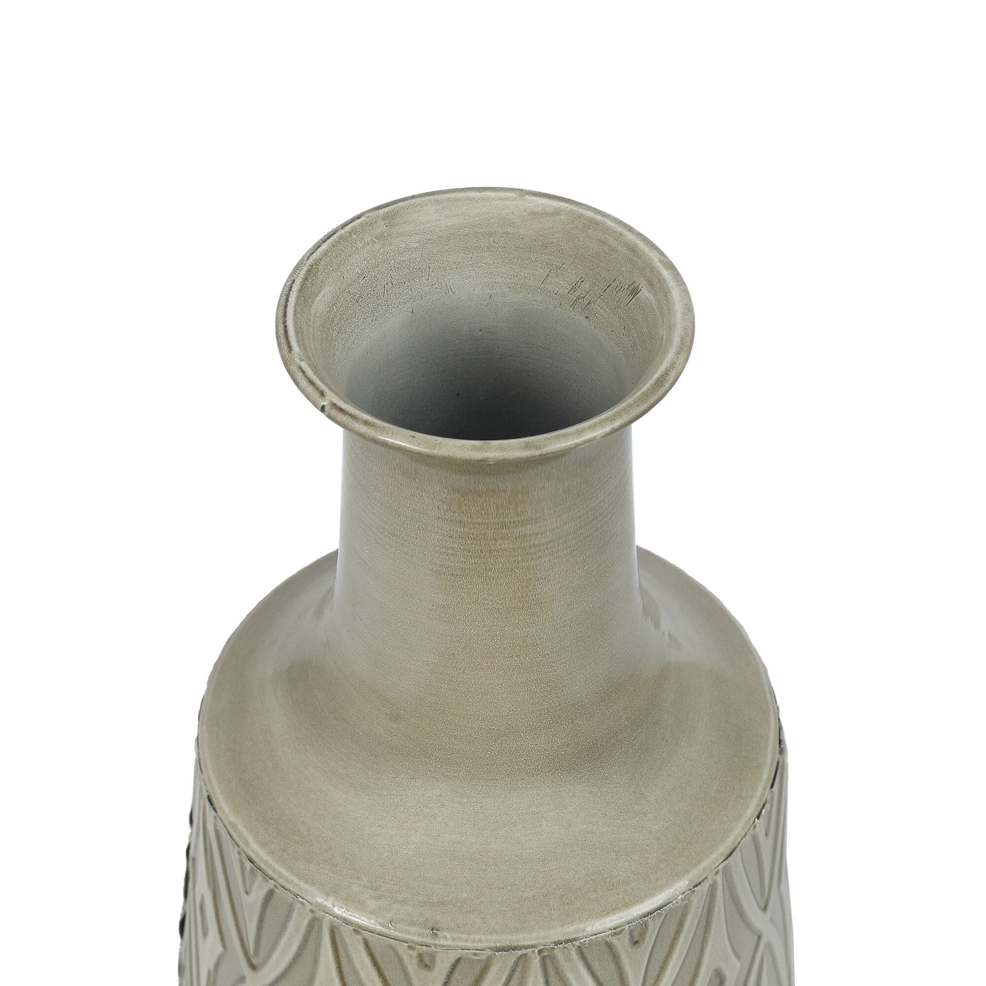Vintage Gray and Green Metal Decorative Table Vases Set
