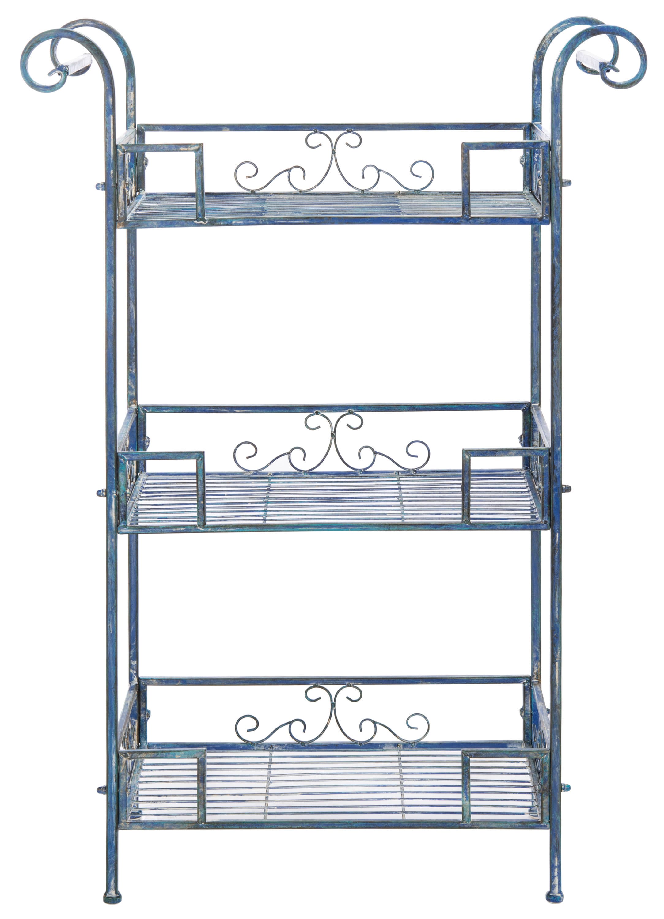 Safavieh PAT5006C Noreen 42.3-in H x 28.3-in W Antique Blue Outdoor Rectangular Wrought iron Plant Stand
