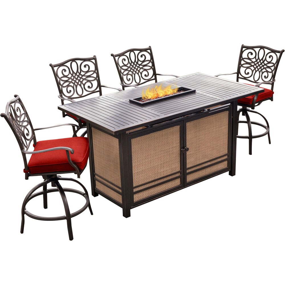 Hanover TRAD5PCFPBR-RED Patio-Dining-Sets - View #7