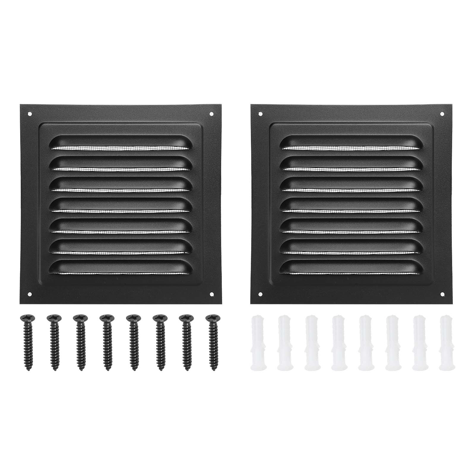PATIKIL 6inchx6inch Aluminum Gable Vent 2pcs Exterior Wall Outlet Vent Square Soffit Vents HVAC Louver Air Grille with Built-in Screen for House Attic Garage Ceiling Black #S26012101UX3963
